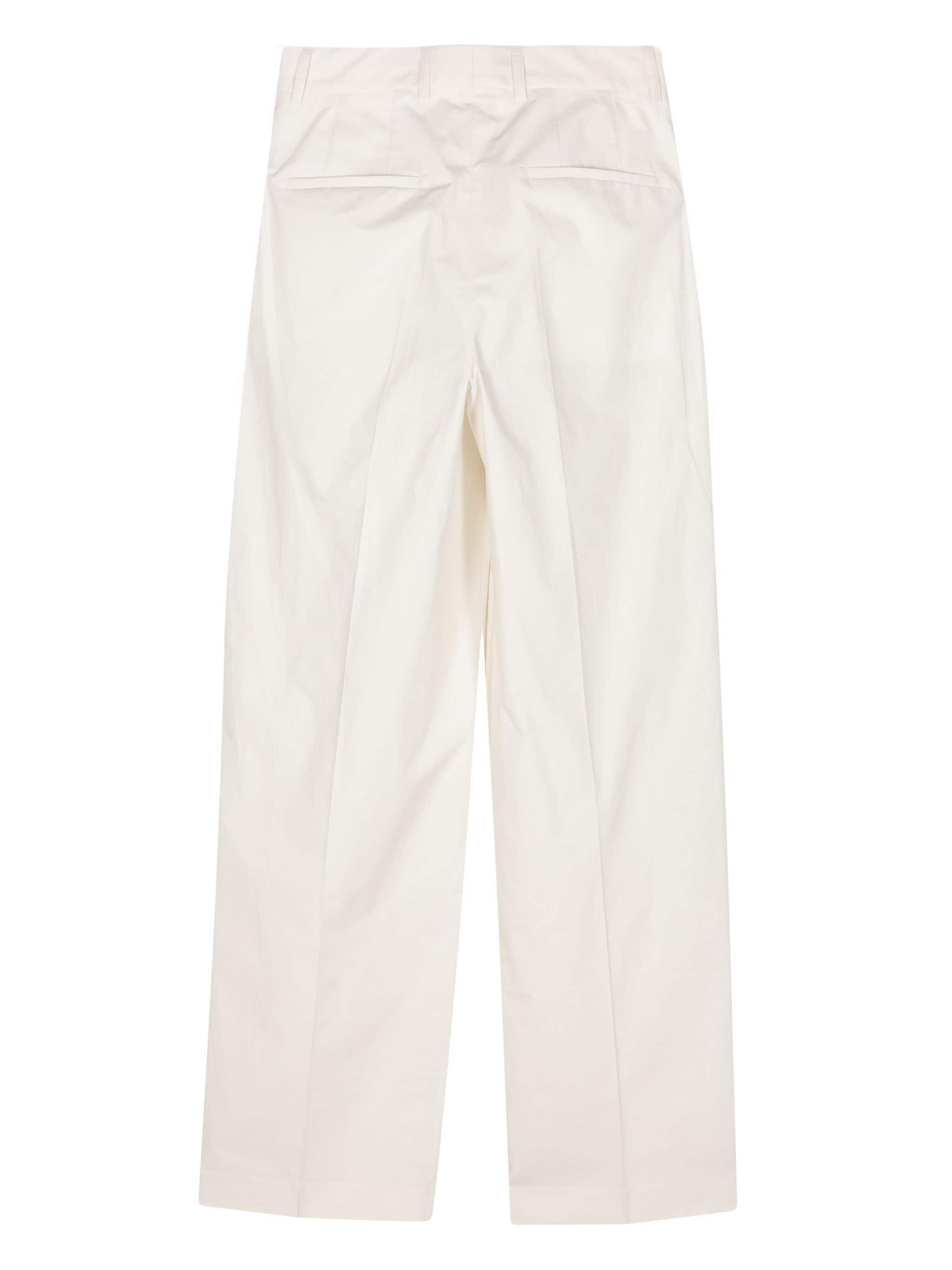 OFFICINE GENERALE PLEATED POPLIN STRAIGHT TROUSERS