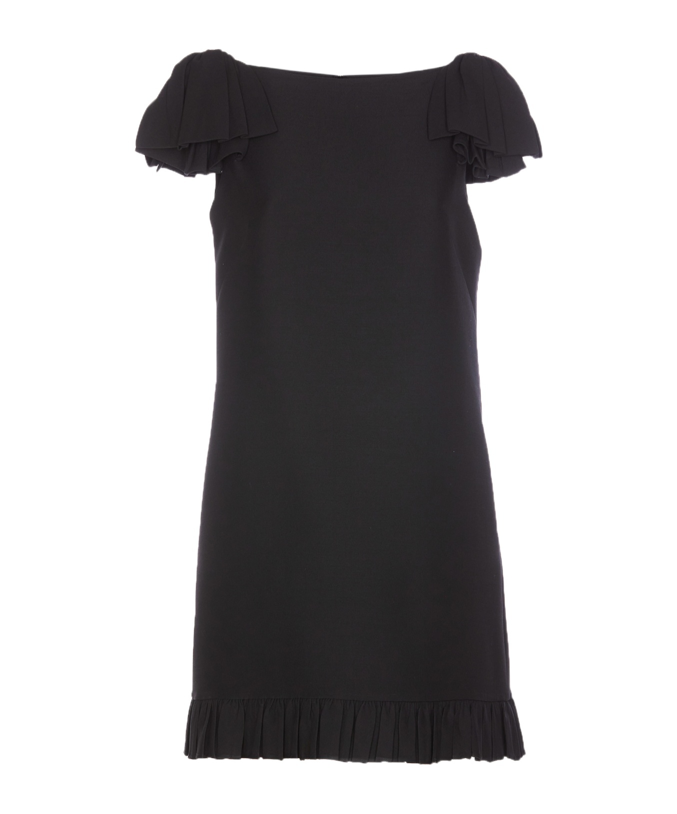 Valentino Crepe Couture Mini Dress In Black