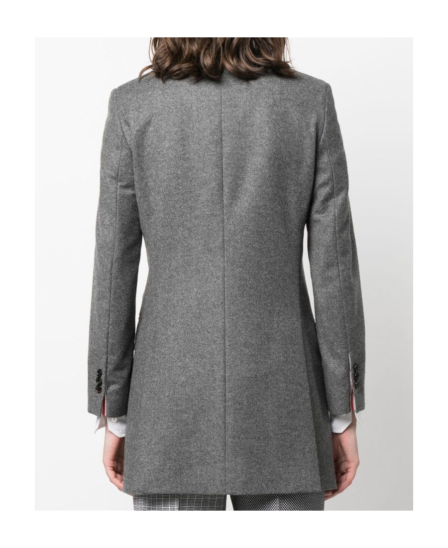 Thom Browne Wool Flannel Double Breasted Sportcoat In Gray