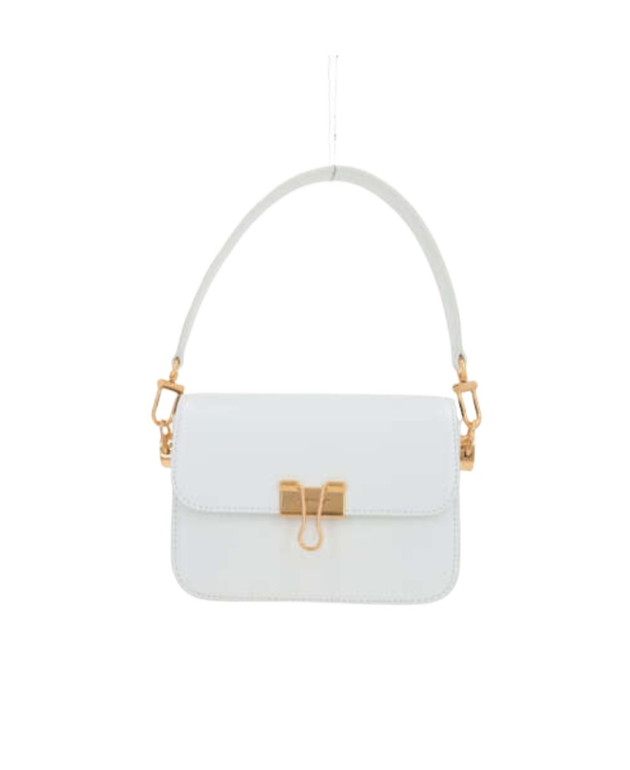 Off-white Off White Binder Small Leather Shoulder Bag In White
