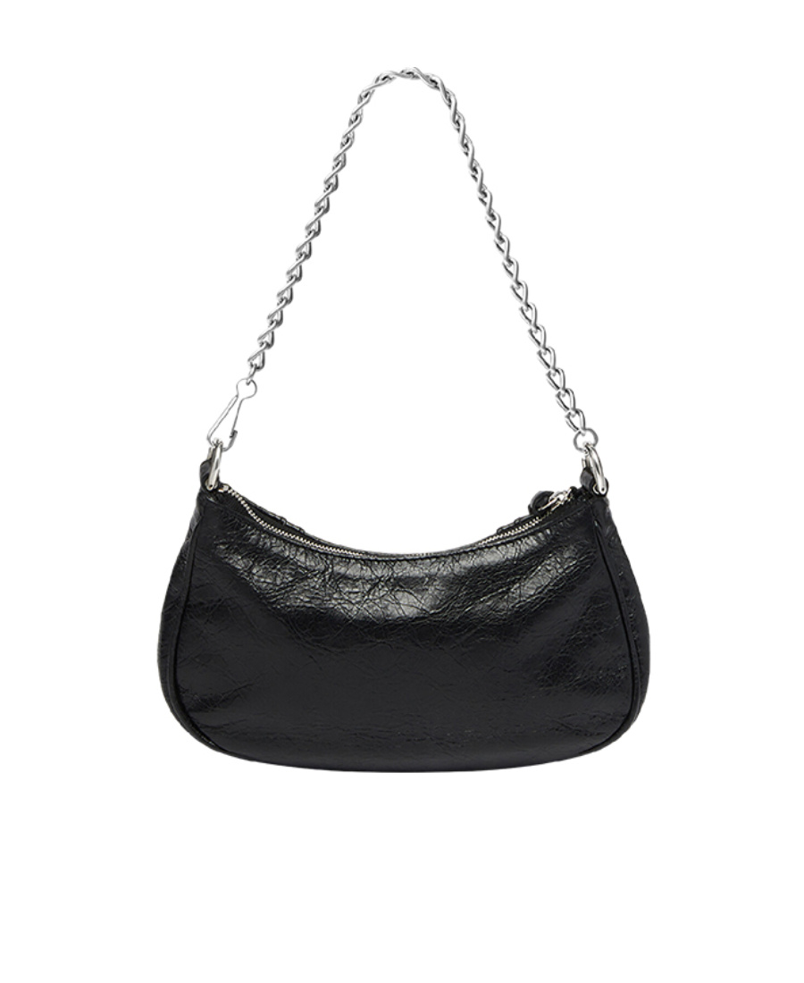 Balenciaga Green Leather Shoulder Handbag With Magnetic Closure And Metal Details In Black