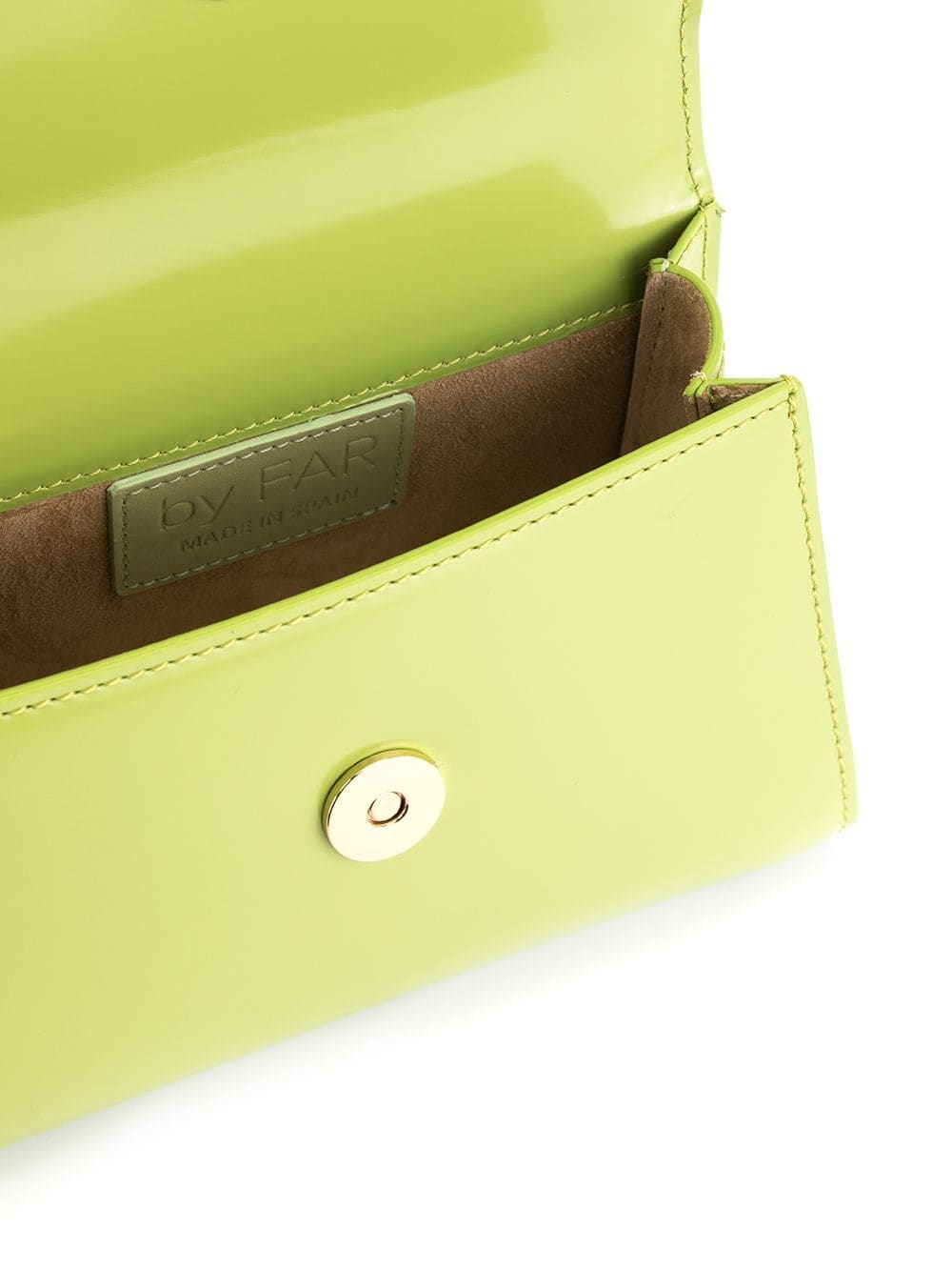 By Far Mini Patent Handbag In Green