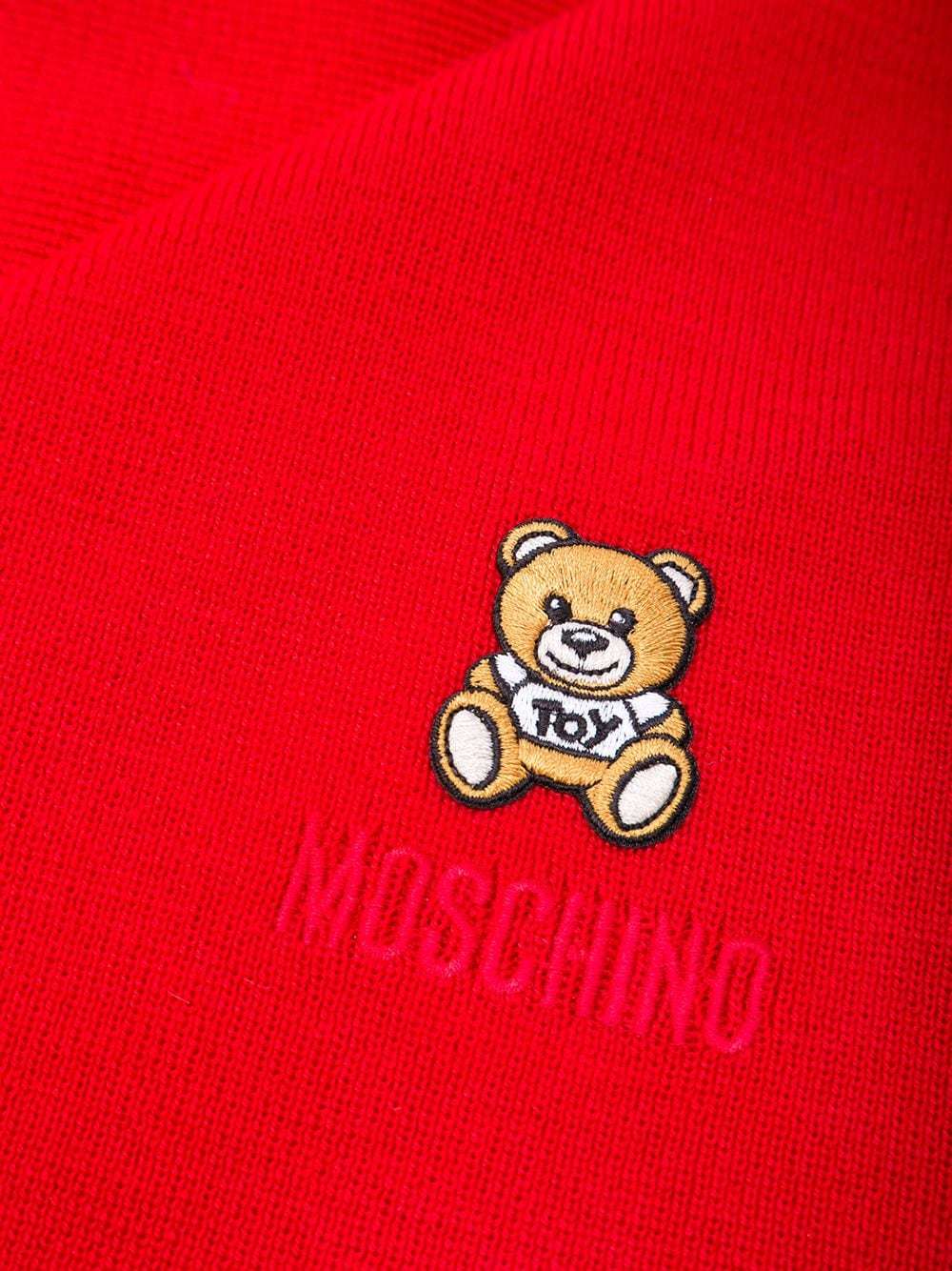Moschino Bear Logo Scarf In Red