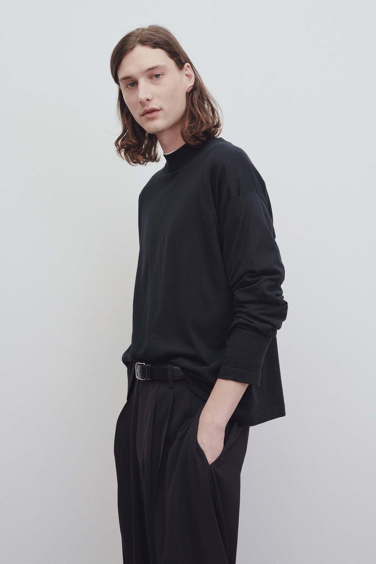 The Row Dolino Cotton Long Sleeve T-shirt In Black