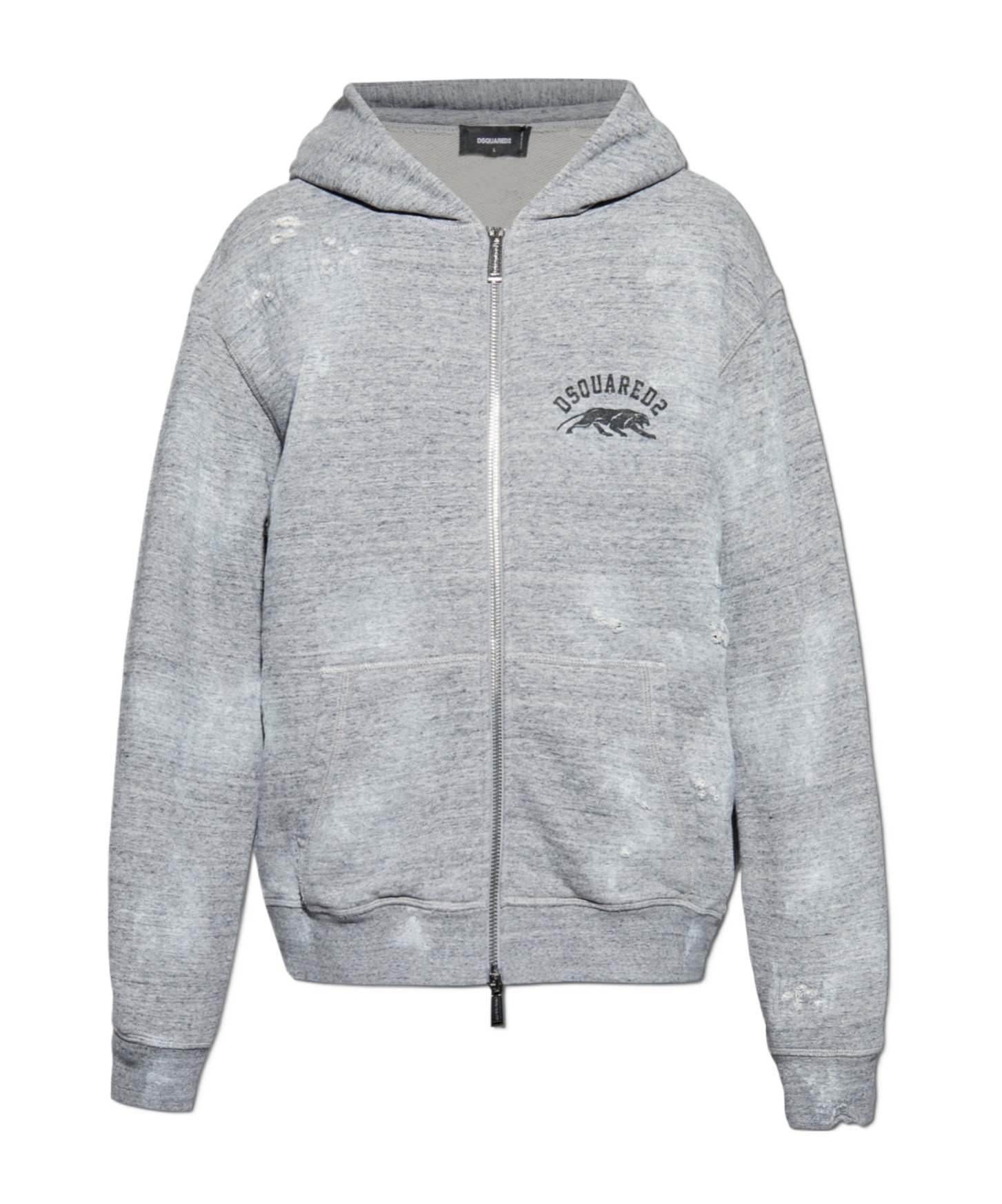 Dsquared2 Distressed Zip-up Hoodie In Gray