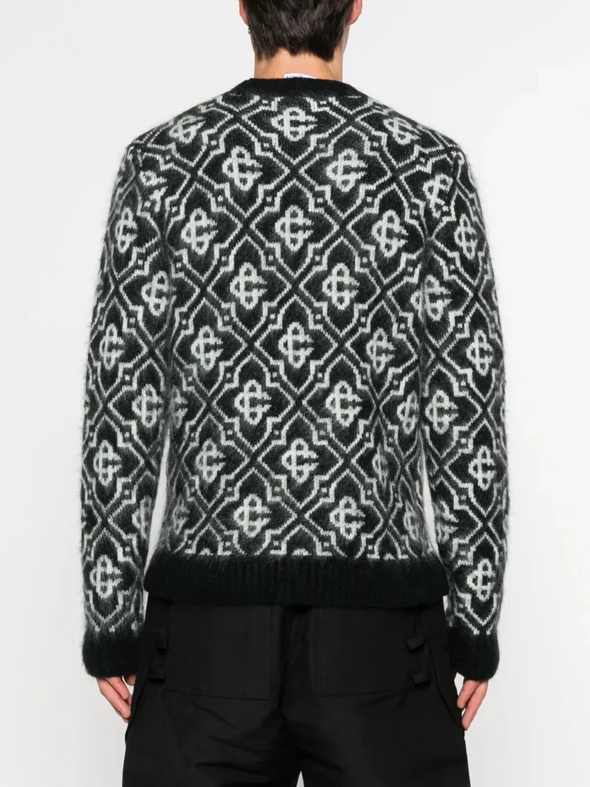Casablanca Black Mohair Blend Monogrammed Sweater Men In Black