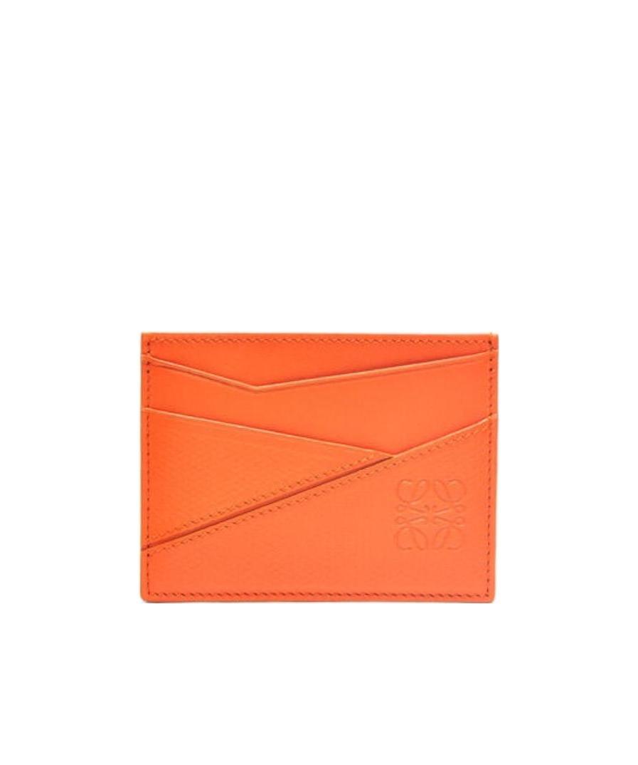 Loewe Puzzle Logo-embossed Cardholder In Orange