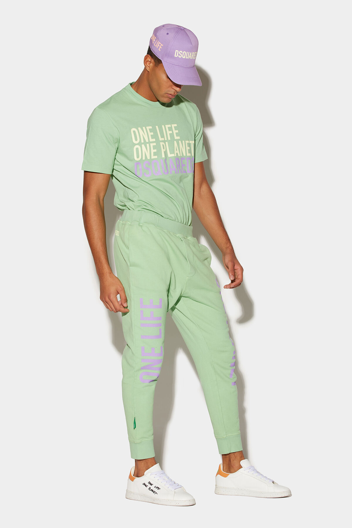 Dsquared2 Slogan-print Cotton Track Pants In Green