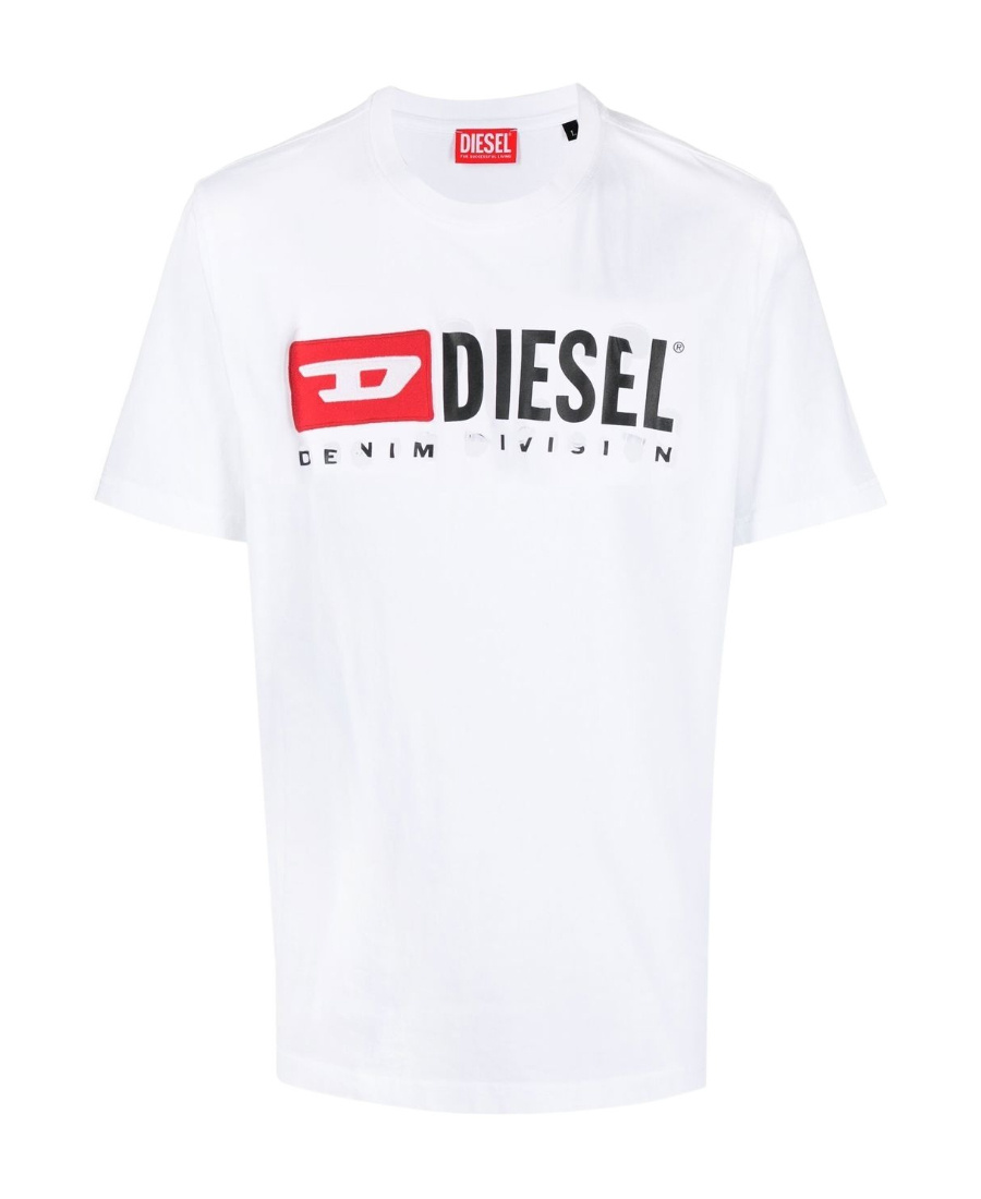 Diesel T-boxt-div Logo Printed T-shirt In White