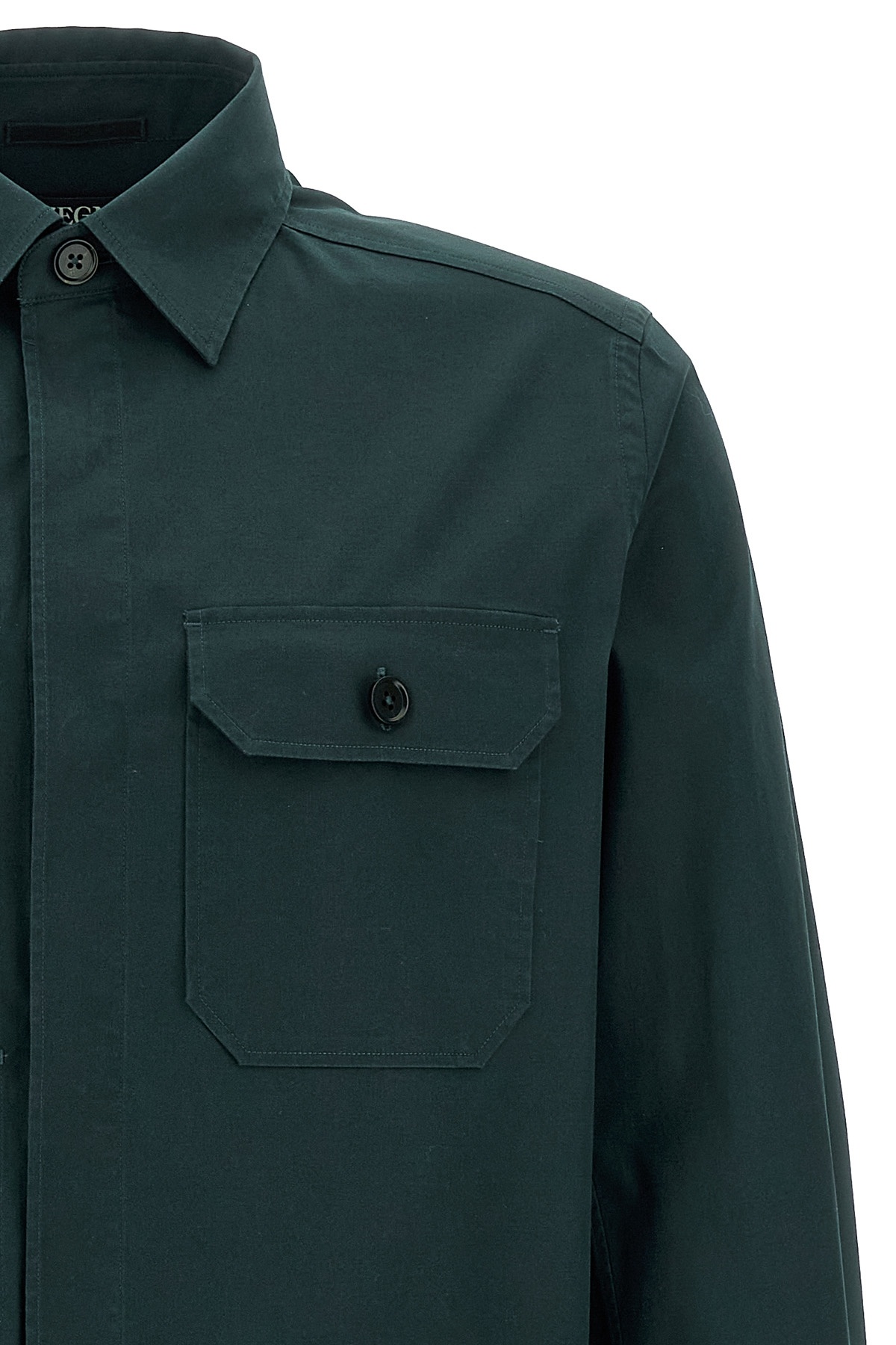 Shop Zegna Long-sleeved Poplin Shirt In Green