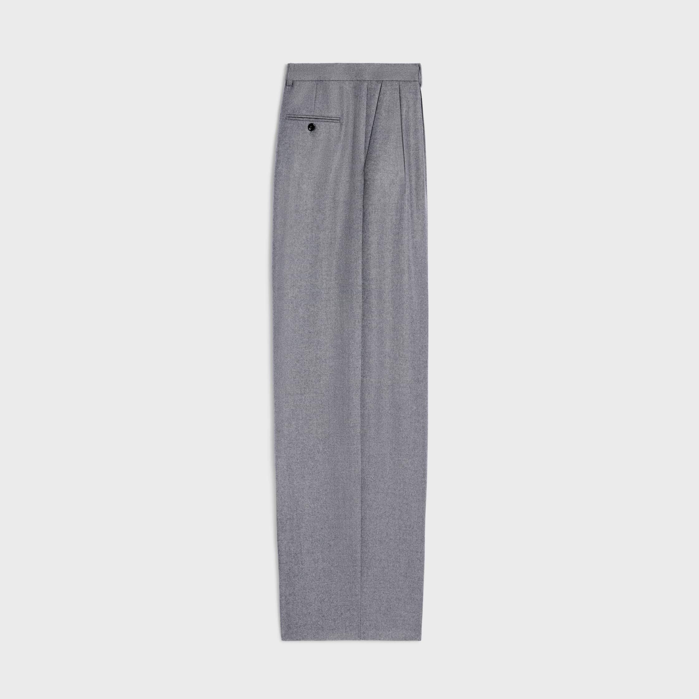 Celine Pleated Trousers In Cashmere Flannel In Gray