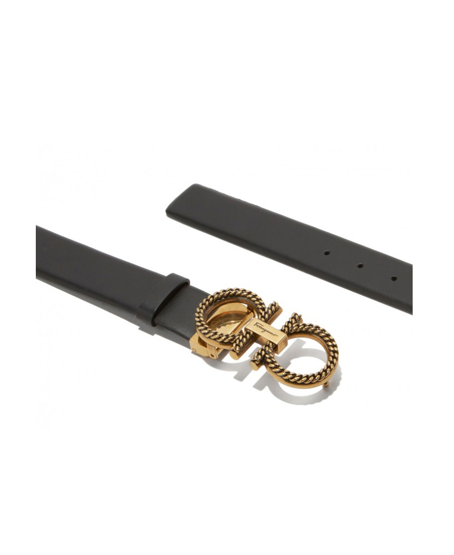 Shop Ferragamo Double Gancini Buckle Belt In Black