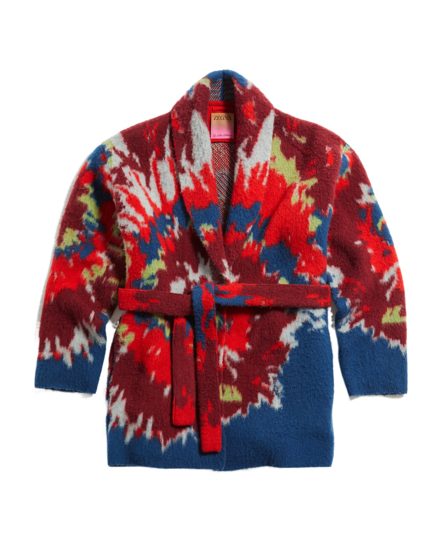 Zegna X The Elder Statesman Intarsia Cashmere-wool Robe In Red