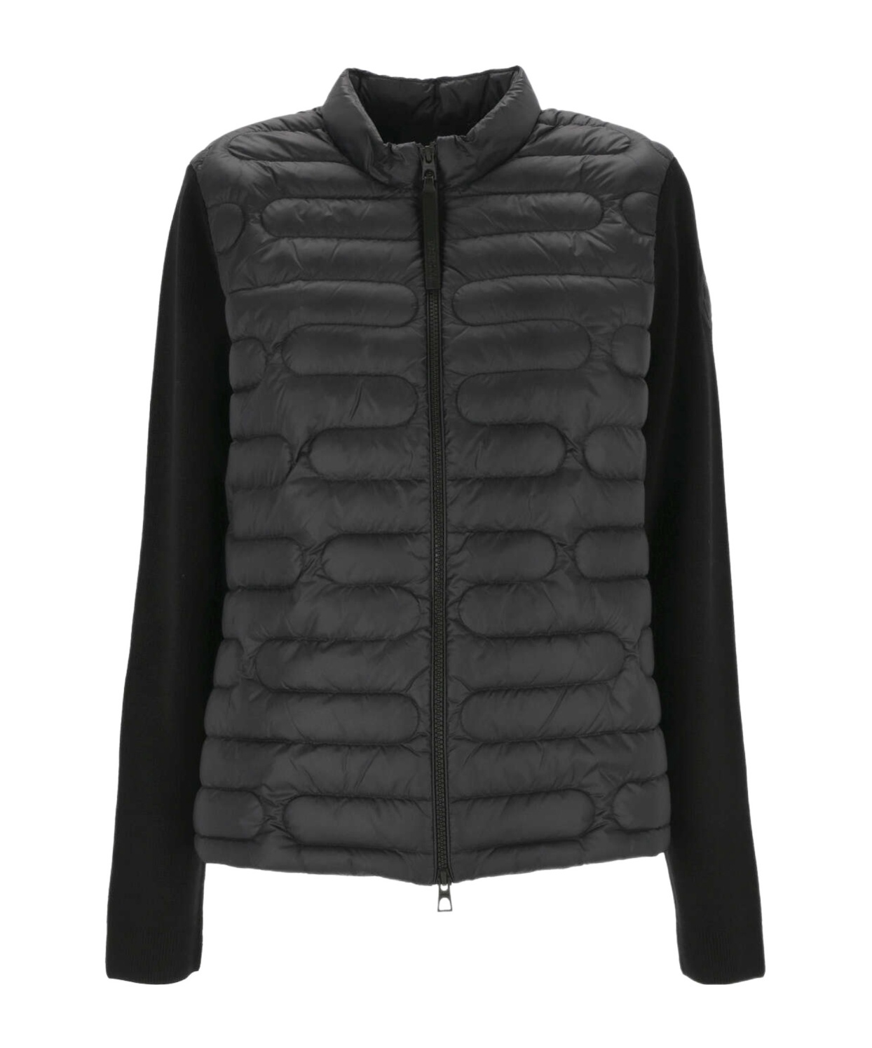 Moncler Logo-patch Quilted-panel Jacket In Black