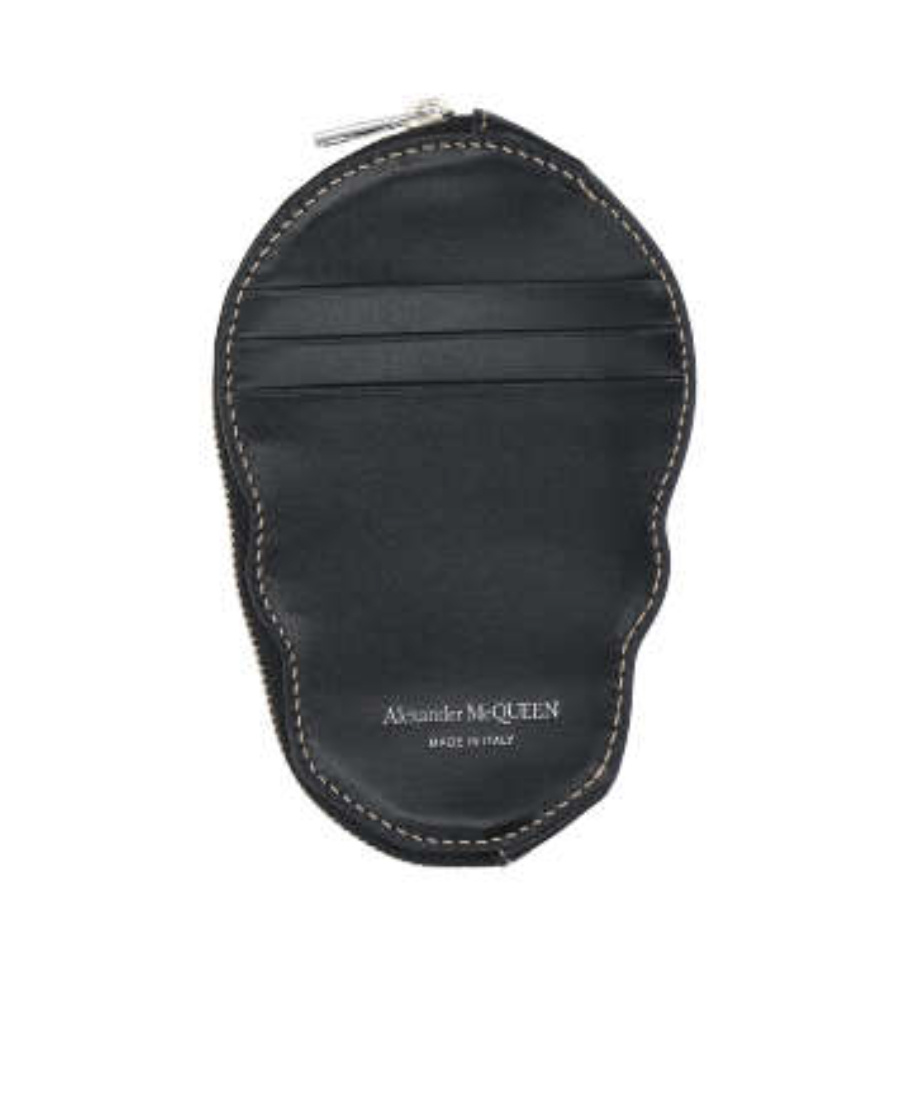 Alexander Mcqueen Skull All-around Zip Wallet In Black