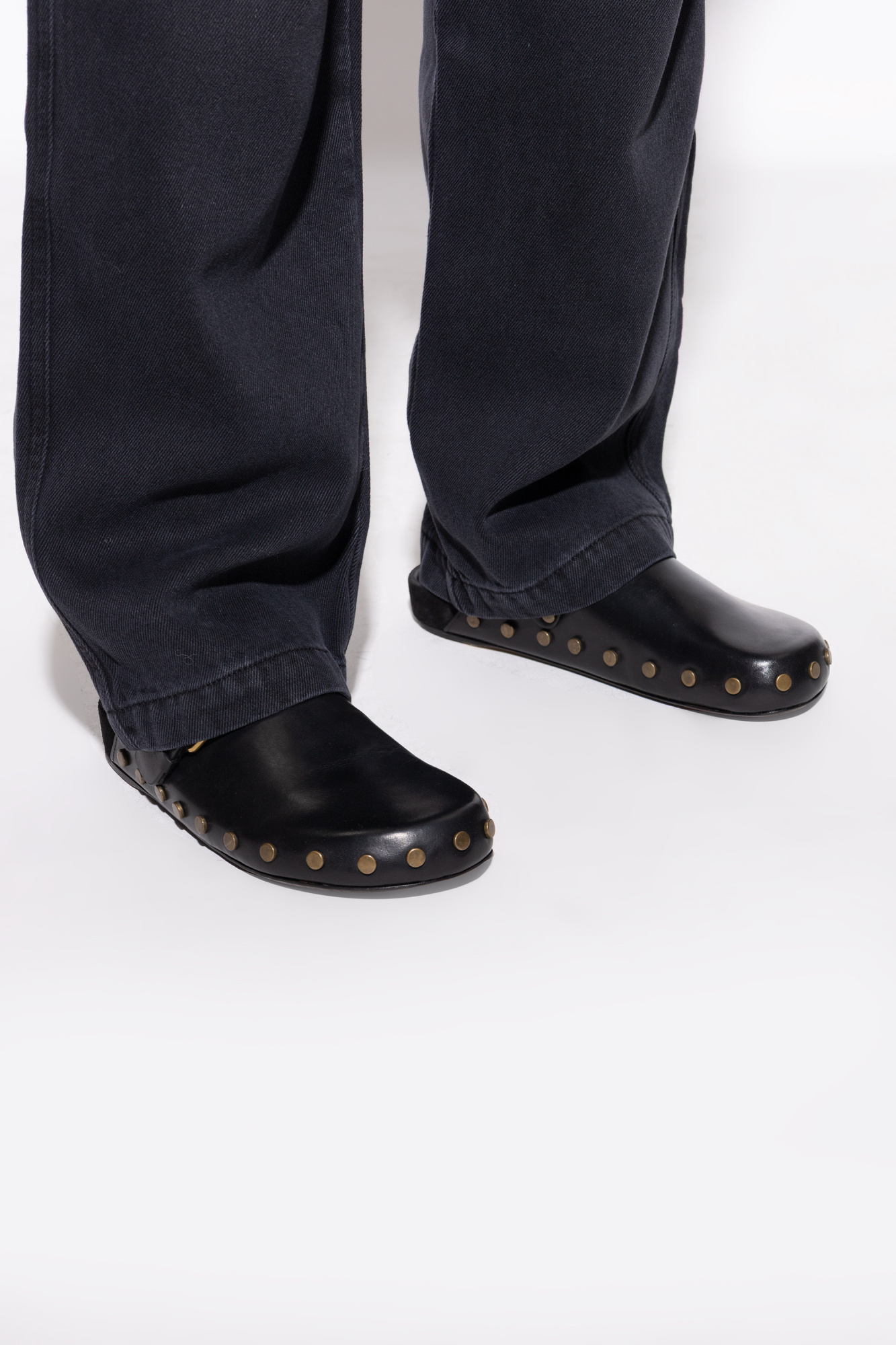 Isabel Marant Mirvin Buckled Studded Mules In Black