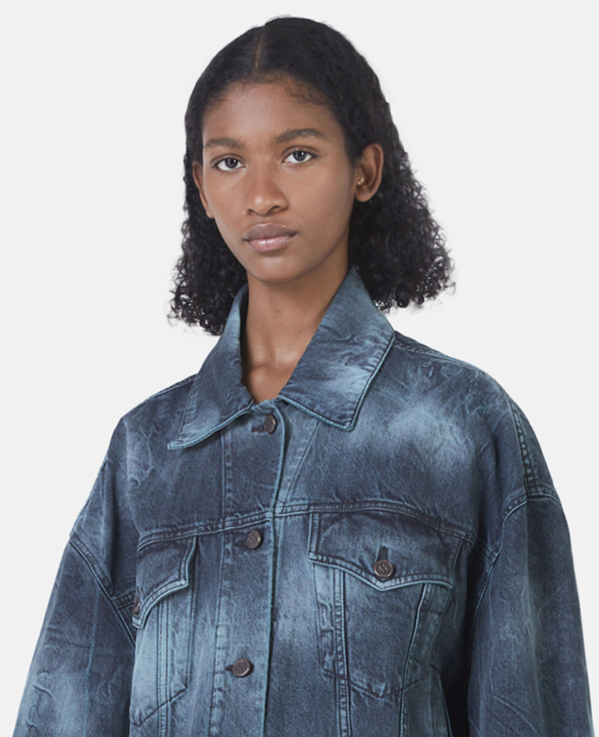 Stella Mccartney Tie-dye Oversized Denim Jacket In Black