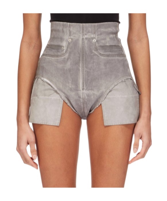 Rick Owens Drkshdw Pierced Denim Shorts In Nude