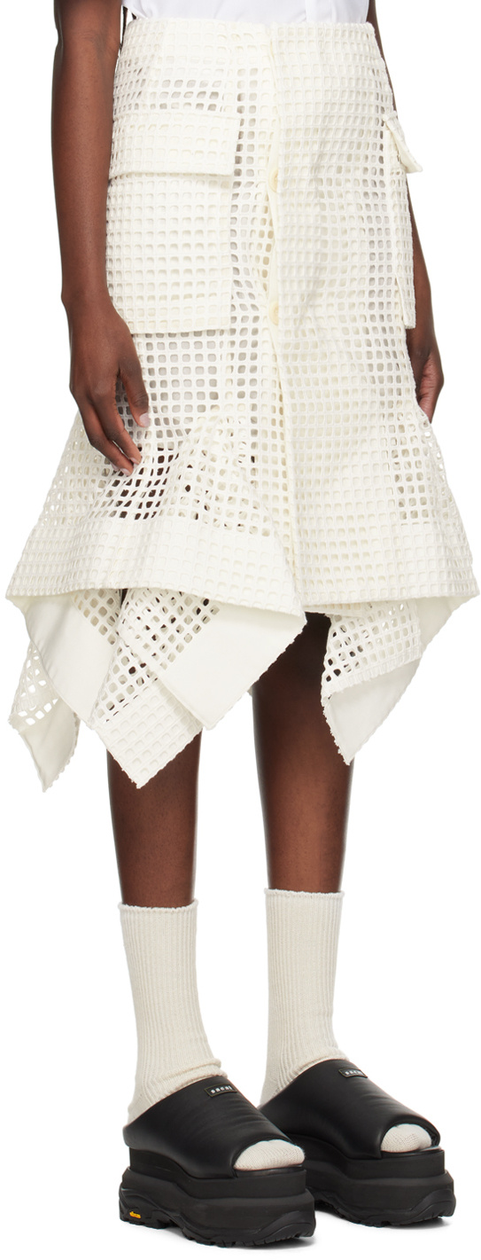 Sacai Mesh Design Half-length Skirt In White