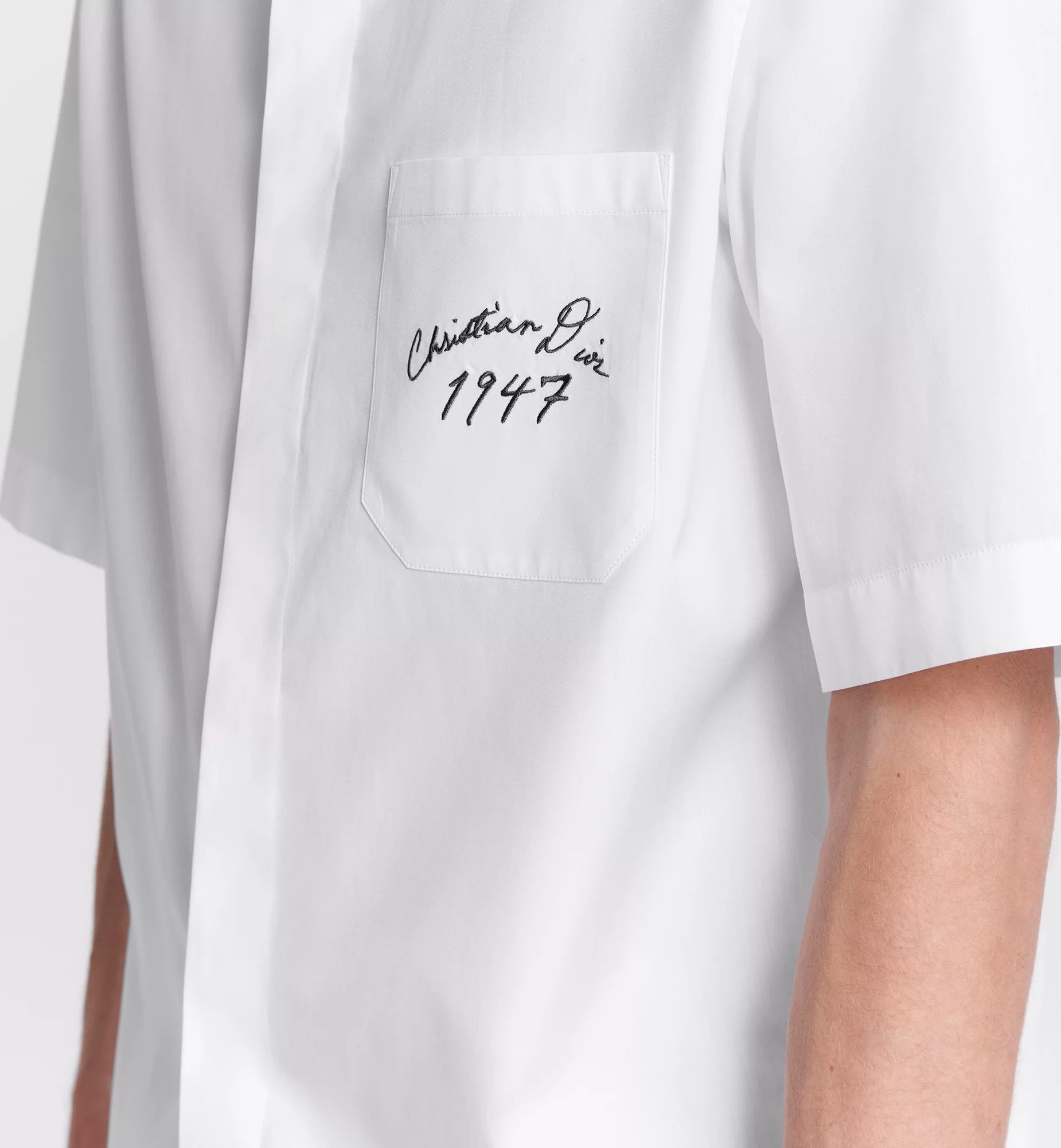 Dior Button Short Sleeve Shirt In White