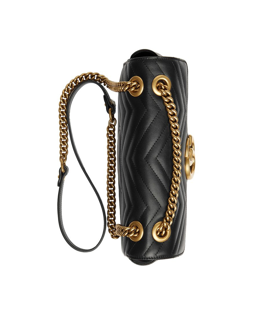 Gucci Mini Gg Marmont Quilted Leather Shoulder Bag In Black