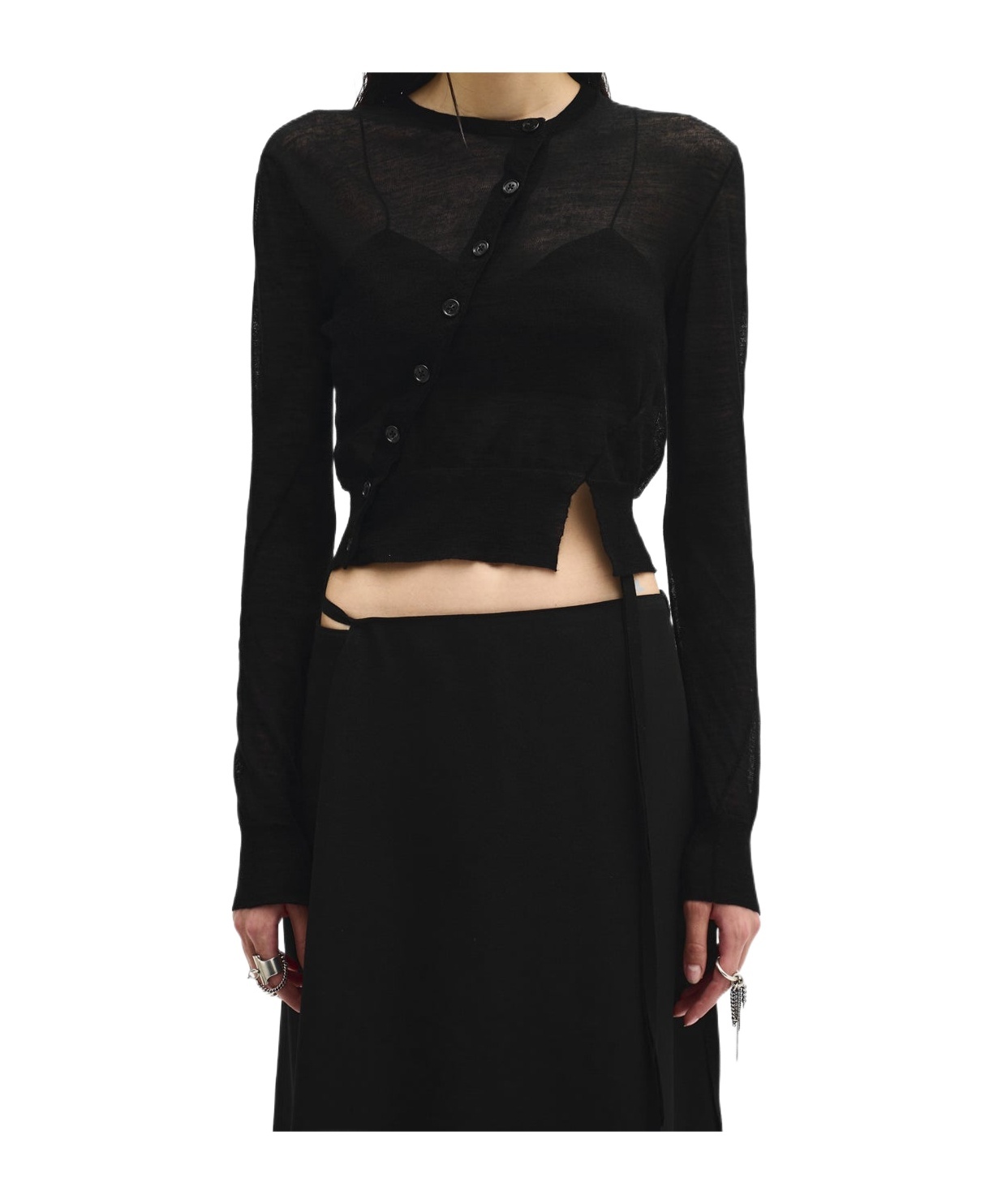 Ann Demeulemeester Magga Cropped Twisted Cardigan In Black