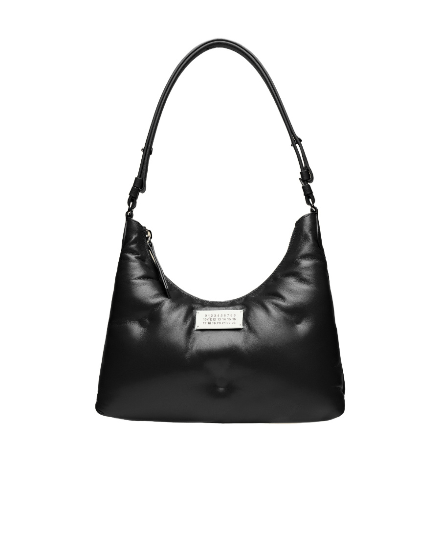 Maison Margiela Black Nappa Leather Small Glam Slam Hobo Shoulder Bag In Black