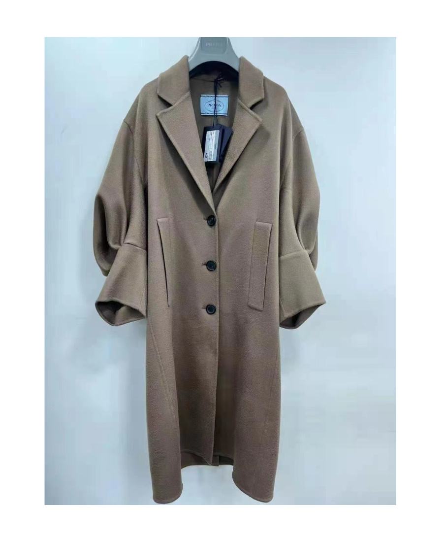 Prada Lapel Coat In Brown