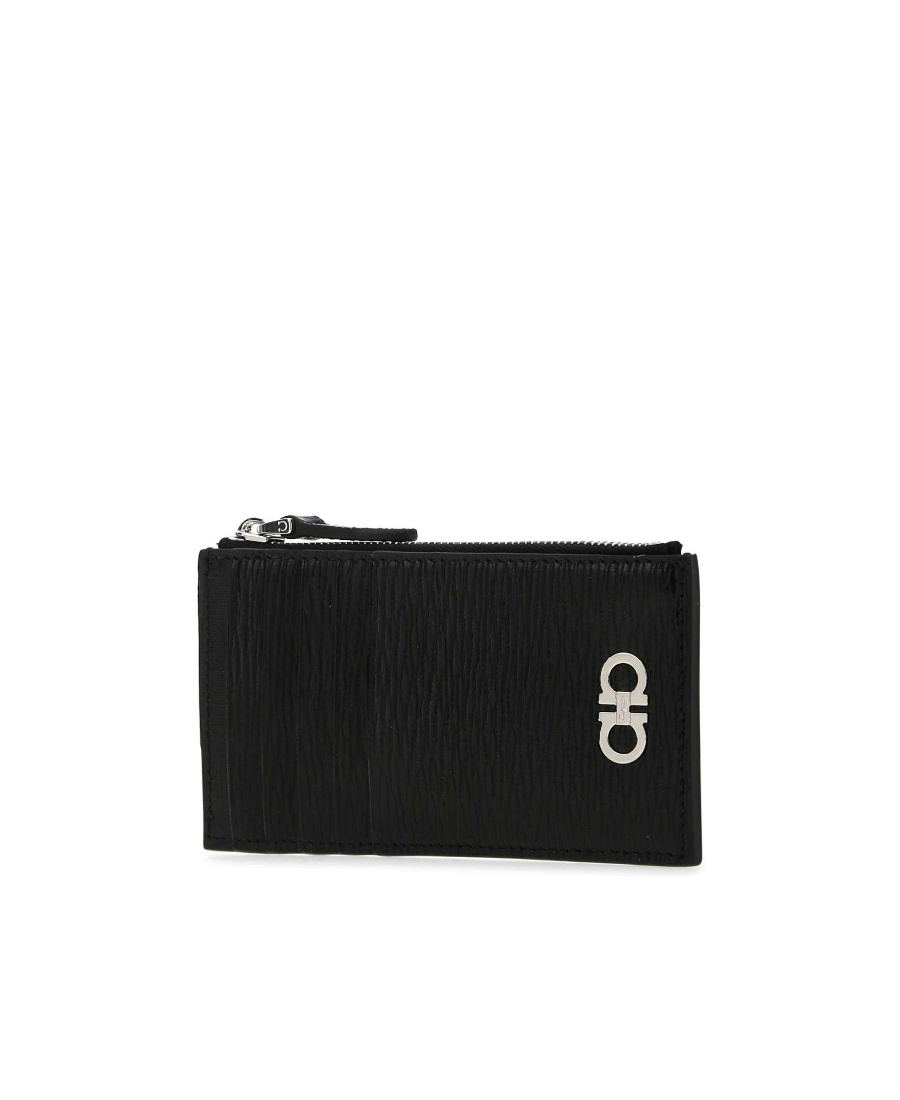 Shop Ferragamo Gancini Leather Cardholder Wallet In Black