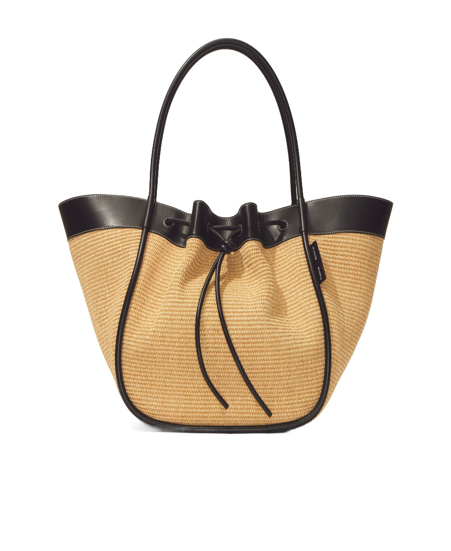 Proenza Schouler Large Ruffled Tote Bag With Woven Texture In Black