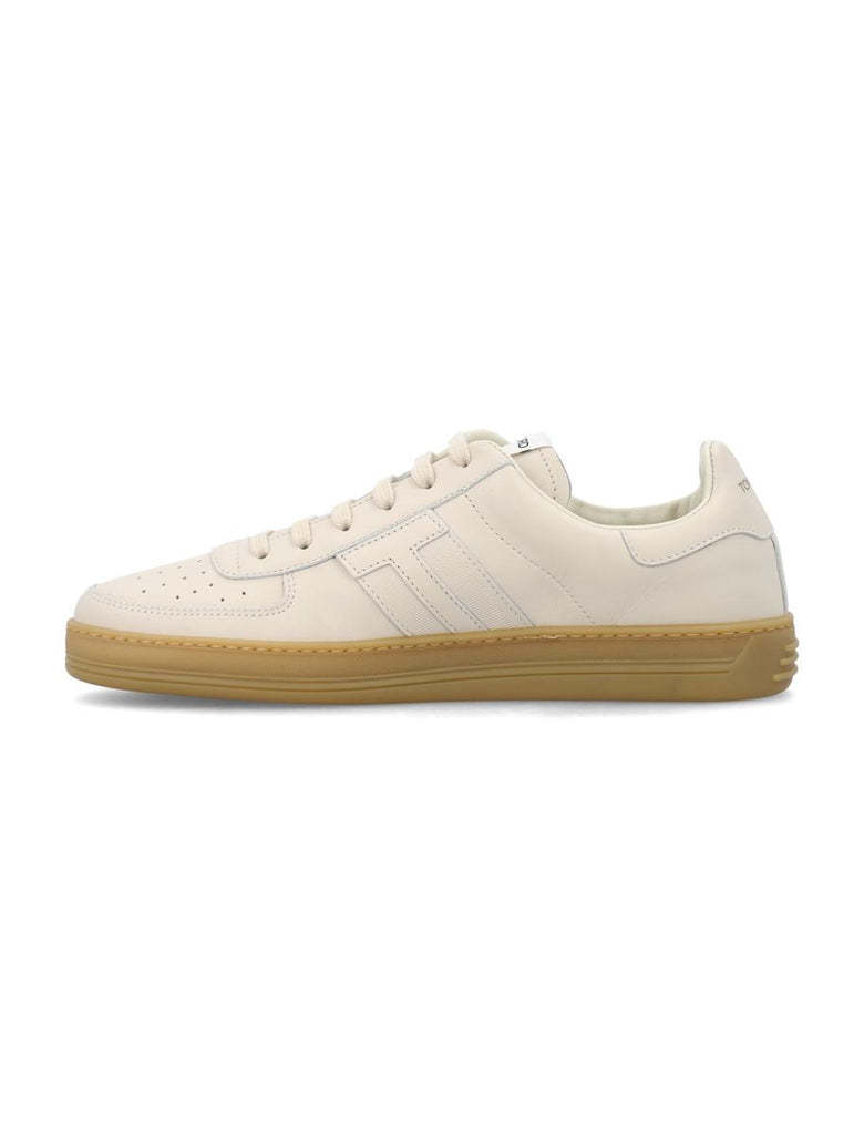 Tom Ford Smooth Leather Low Top Sneakers In Nude