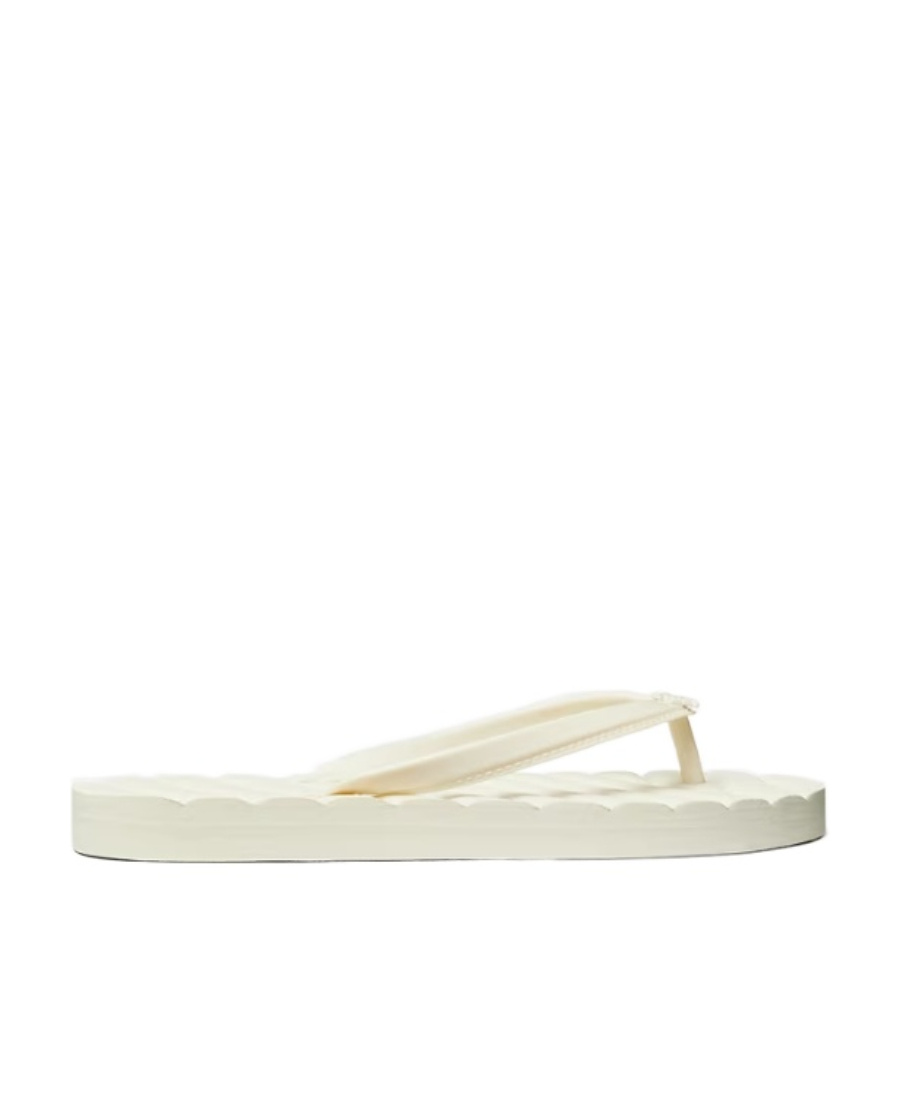Tory Burch Logo Plaque Open Toe Slides In White