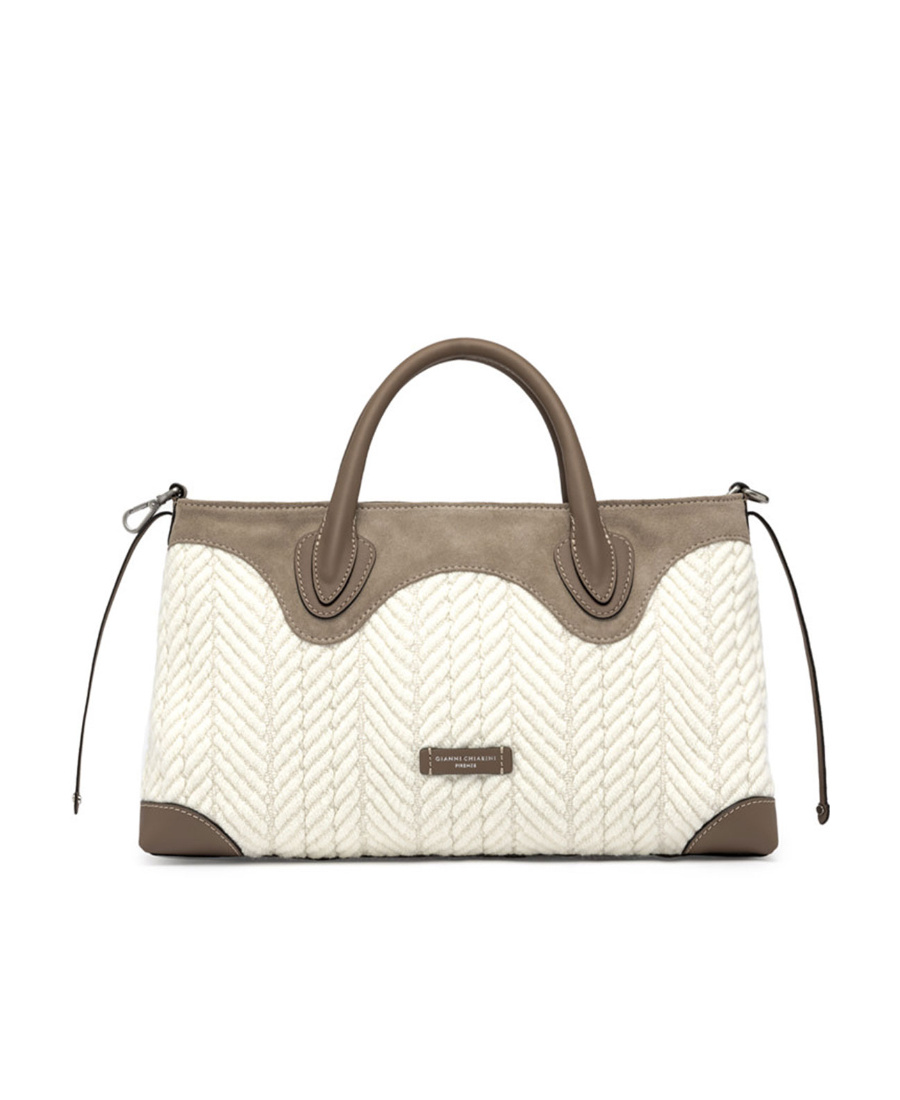 Gianni Chiarini Judy Bowling Bag In Jacquard In White