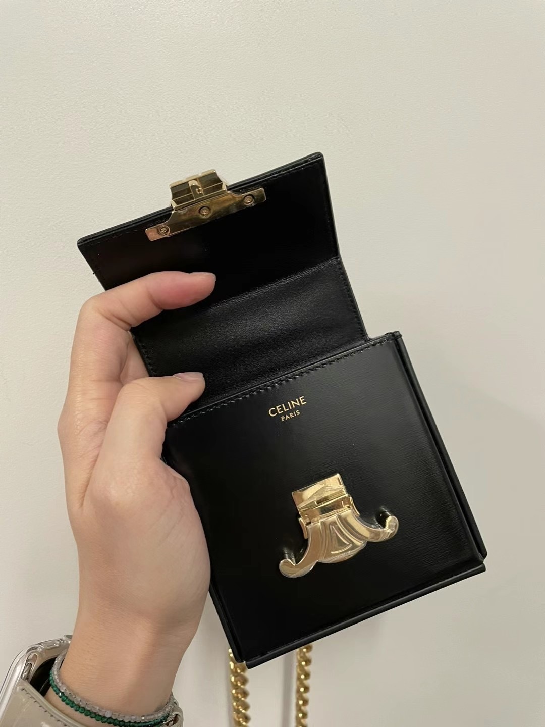 Celine Box Mini Leather Clutch In Black