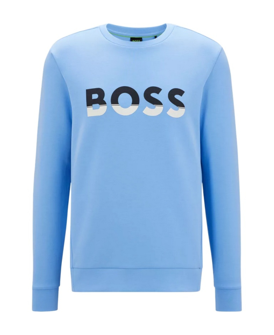Hugo Boss Logo-print Cotton Sweatshirt In Blue