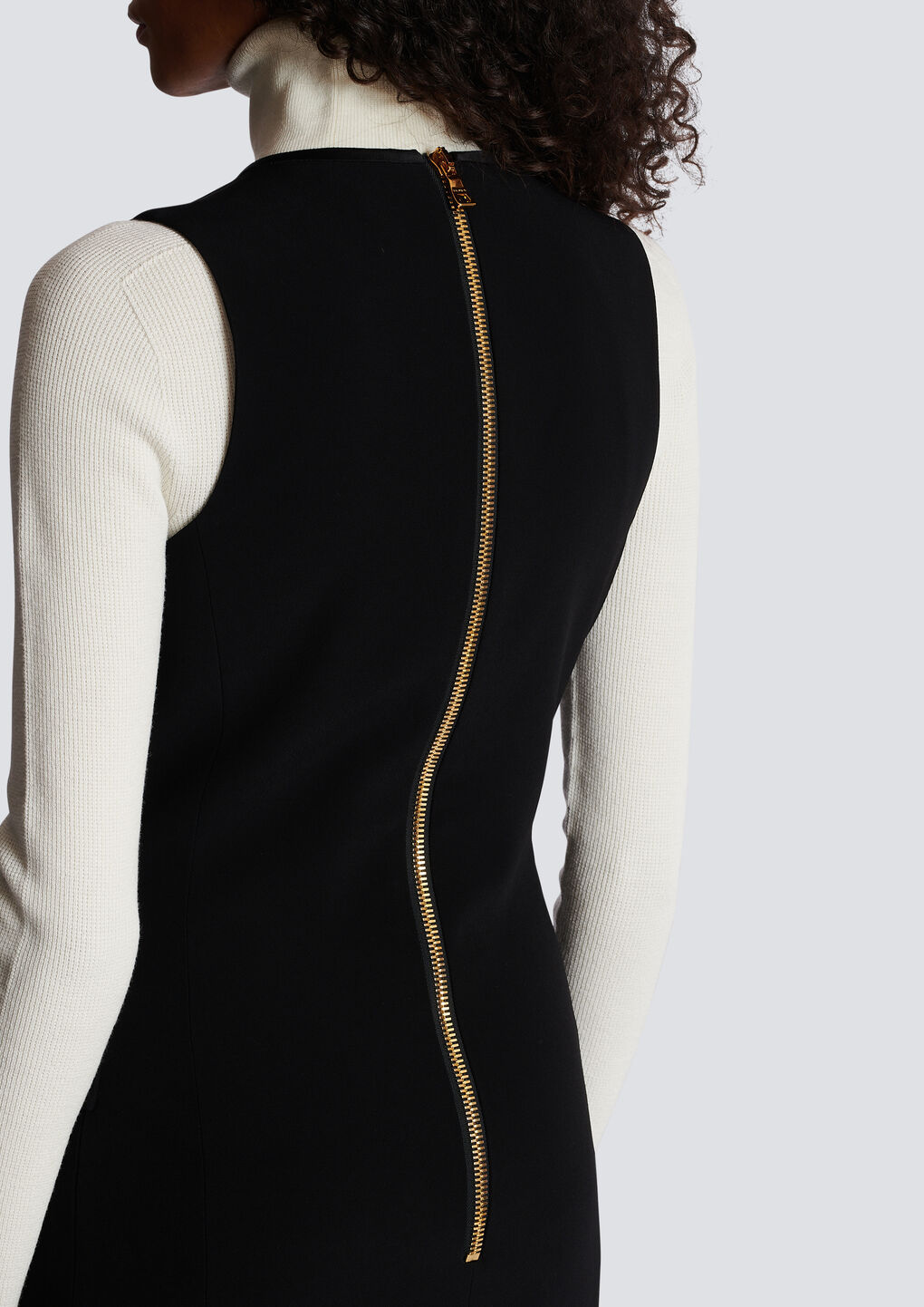 Balmain V-neck Button-front Minidress In Black