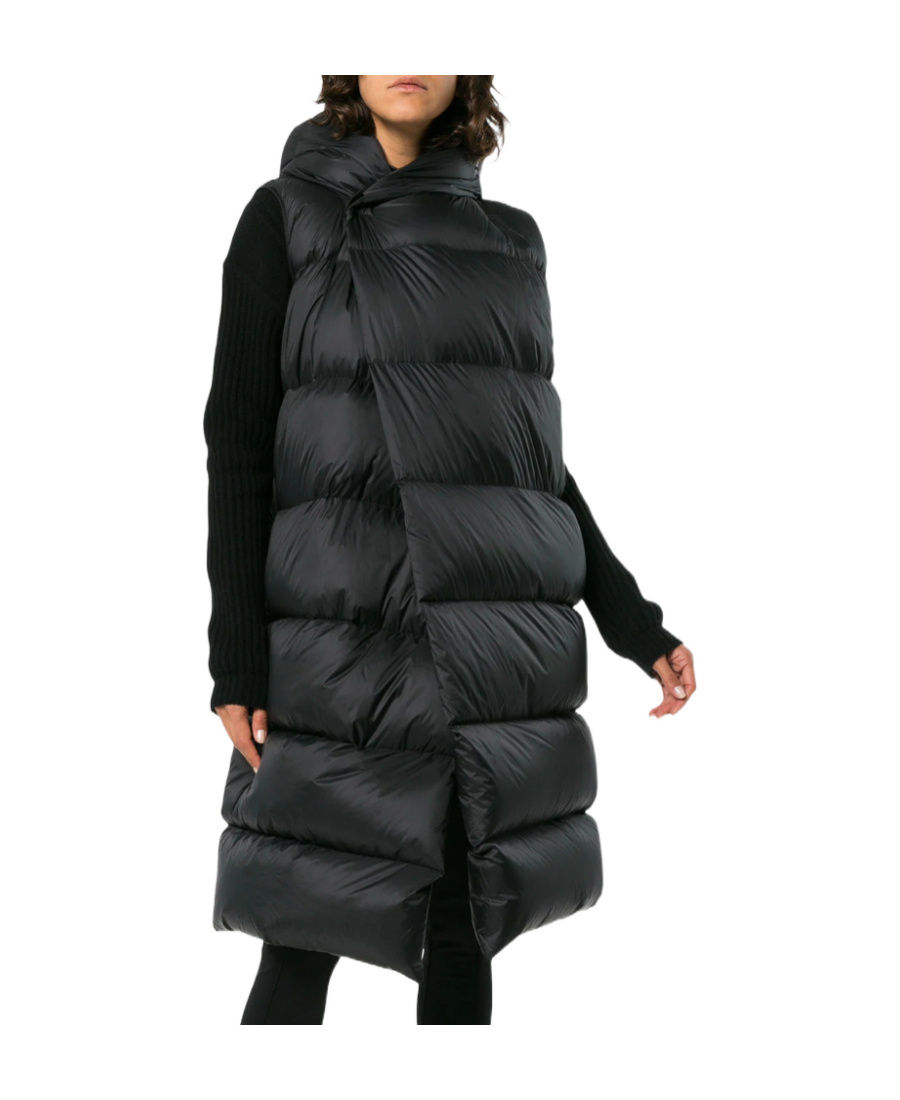 Rick Owens Long Sleeveless Down Vest In Black