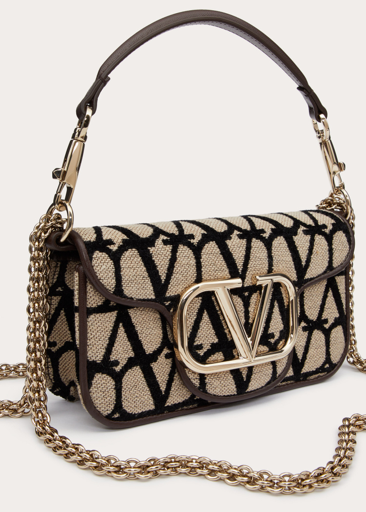 Valentino Small Lòco Toile Iconographe Shoulder Bag In Black