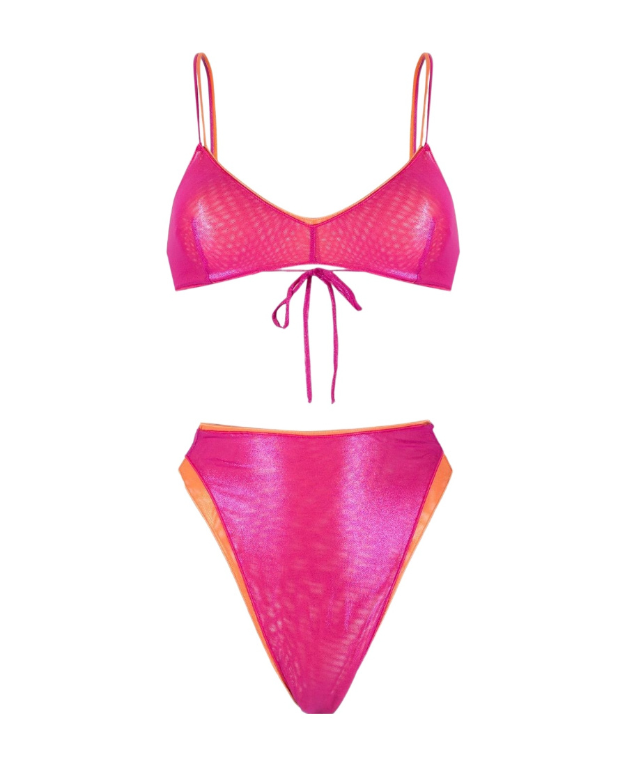 Oseree Metallic Two-tone Bikini In Pink