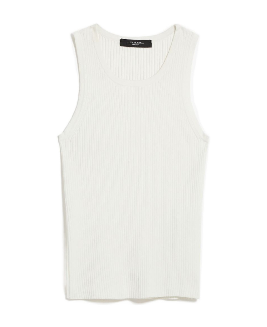 Weekend Max Mara Elastic Knitted Rib Vest In Gray