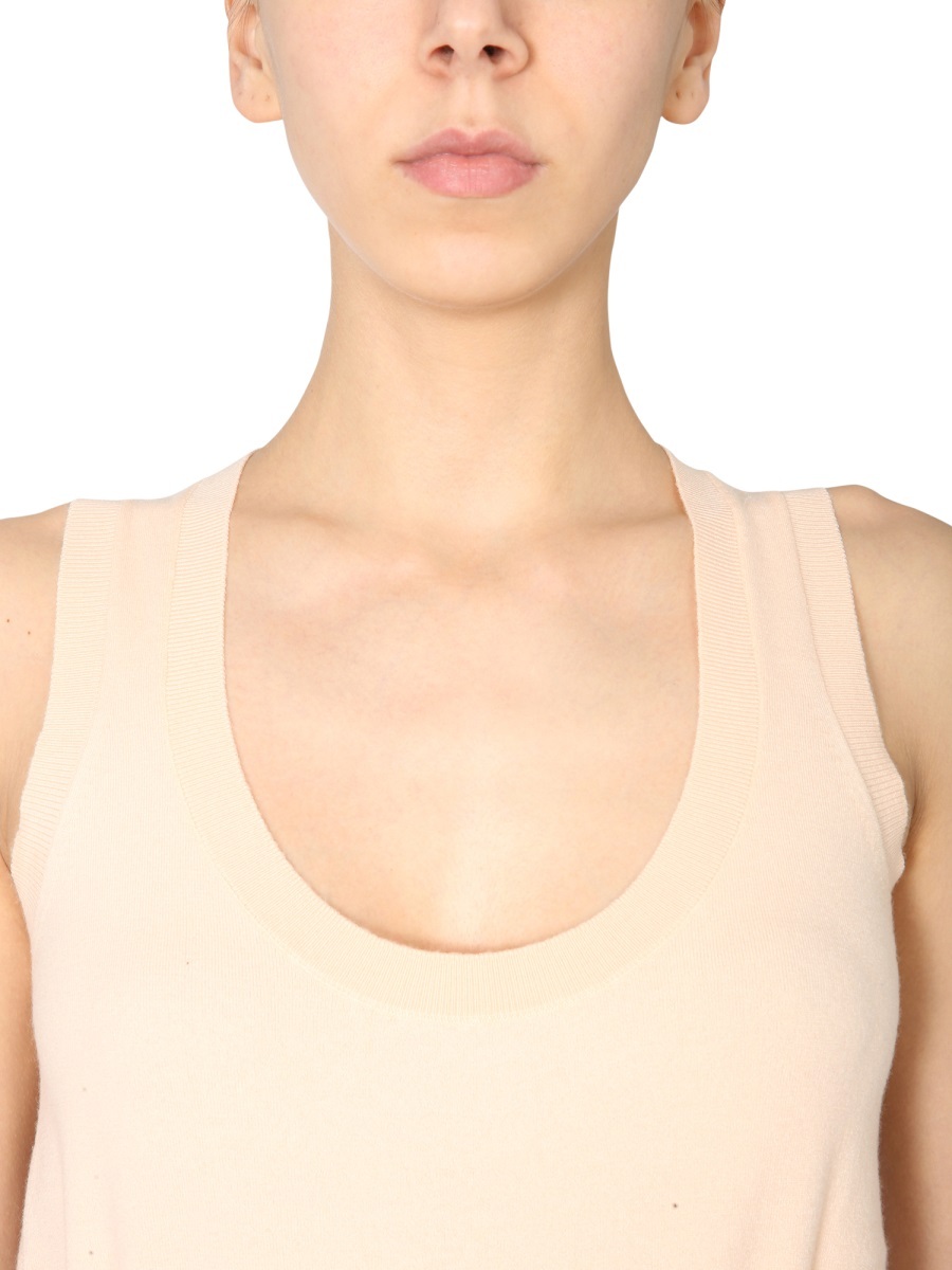 Bottega Veneta Scoop-neck Knitted Top In White