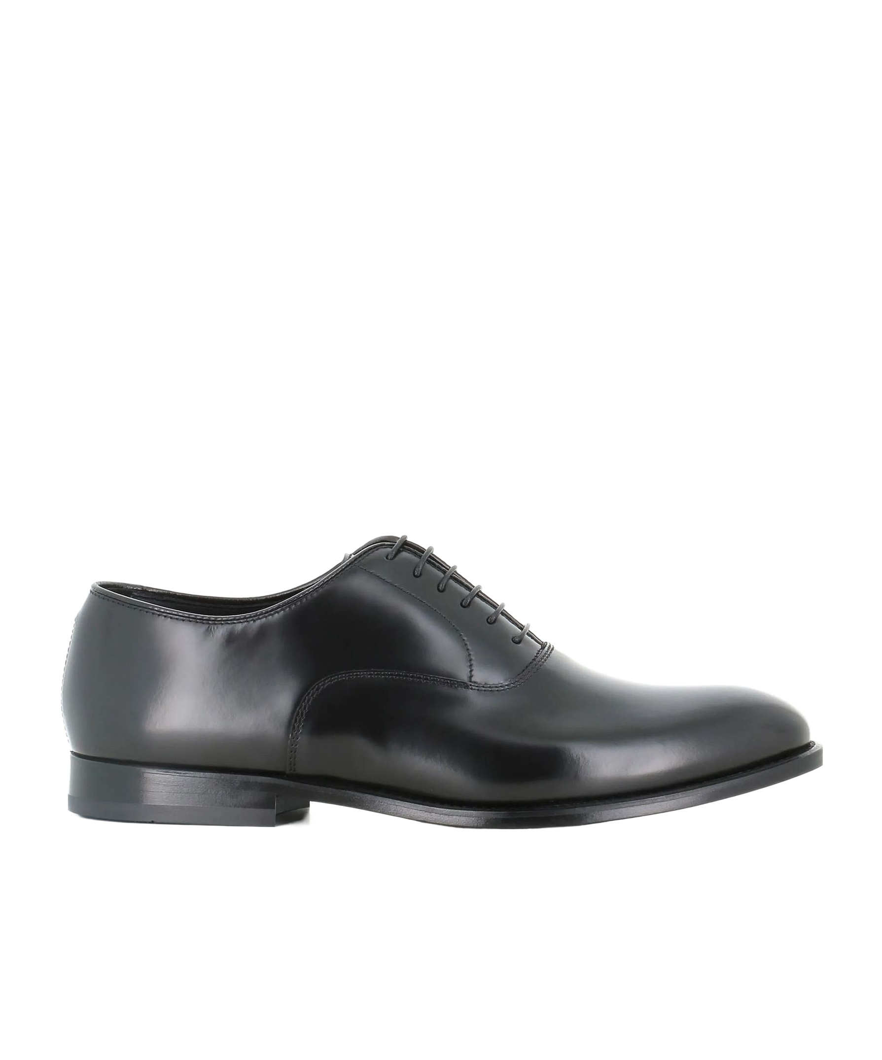 Doucal's Classic Black Derby Shoes Polished Finish In Calf Leather Man In Black