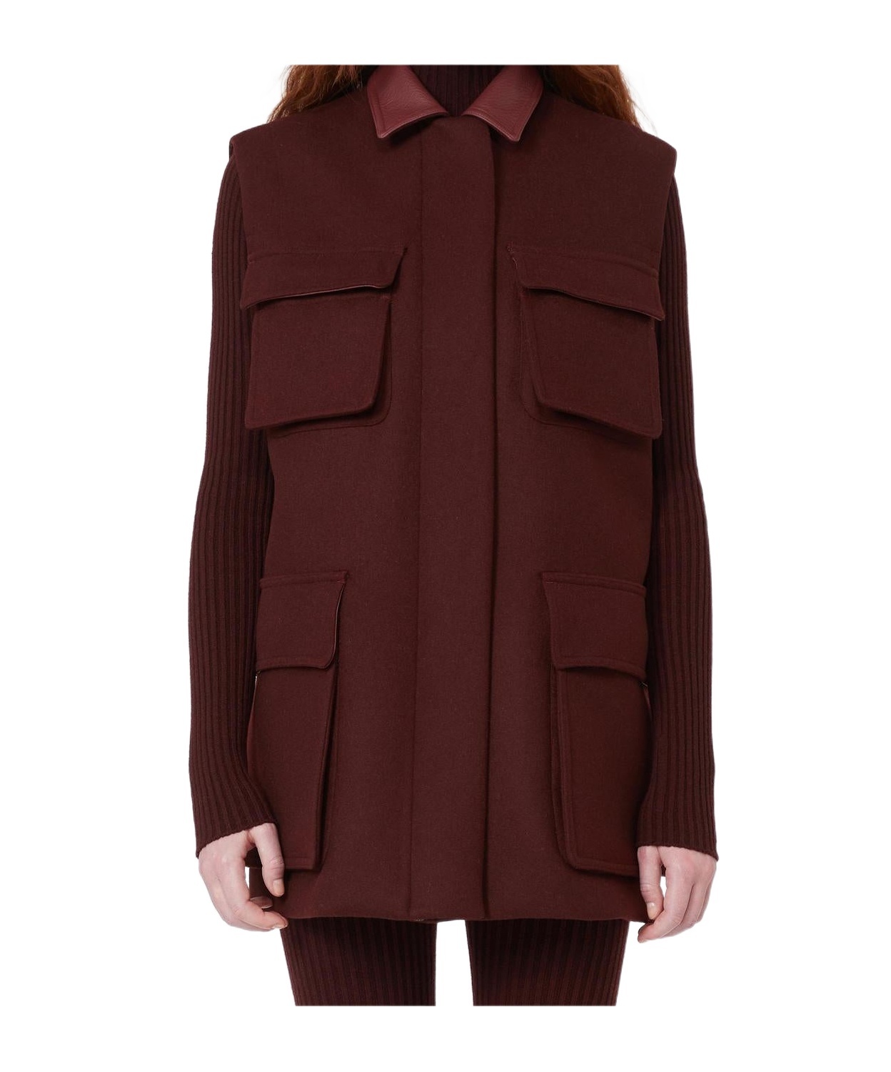 Max Mara Wool-alpaca-cashmere Gilet In Burgundy