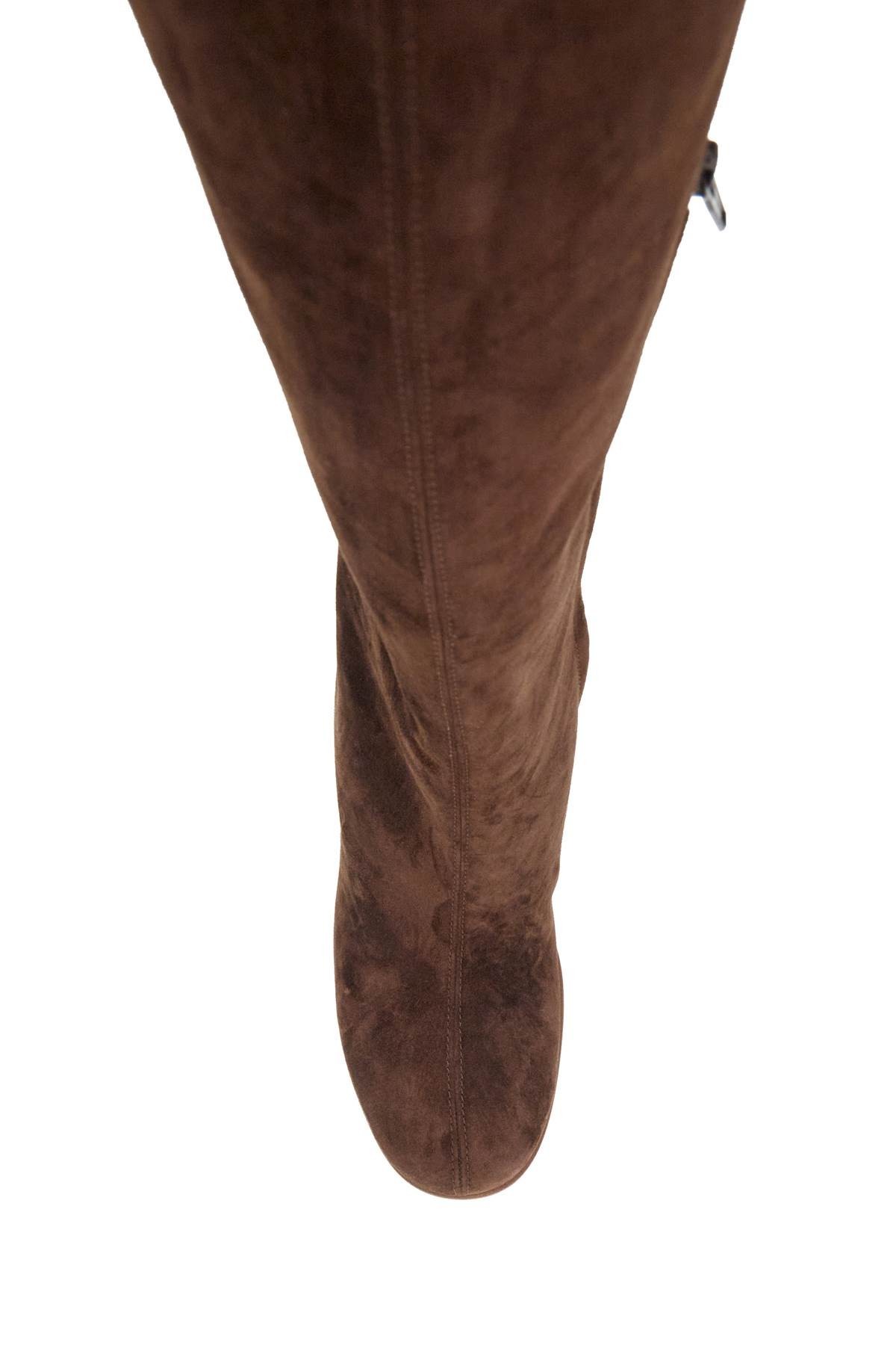 Khaite Willow Knee-high Suede Boots In Brown