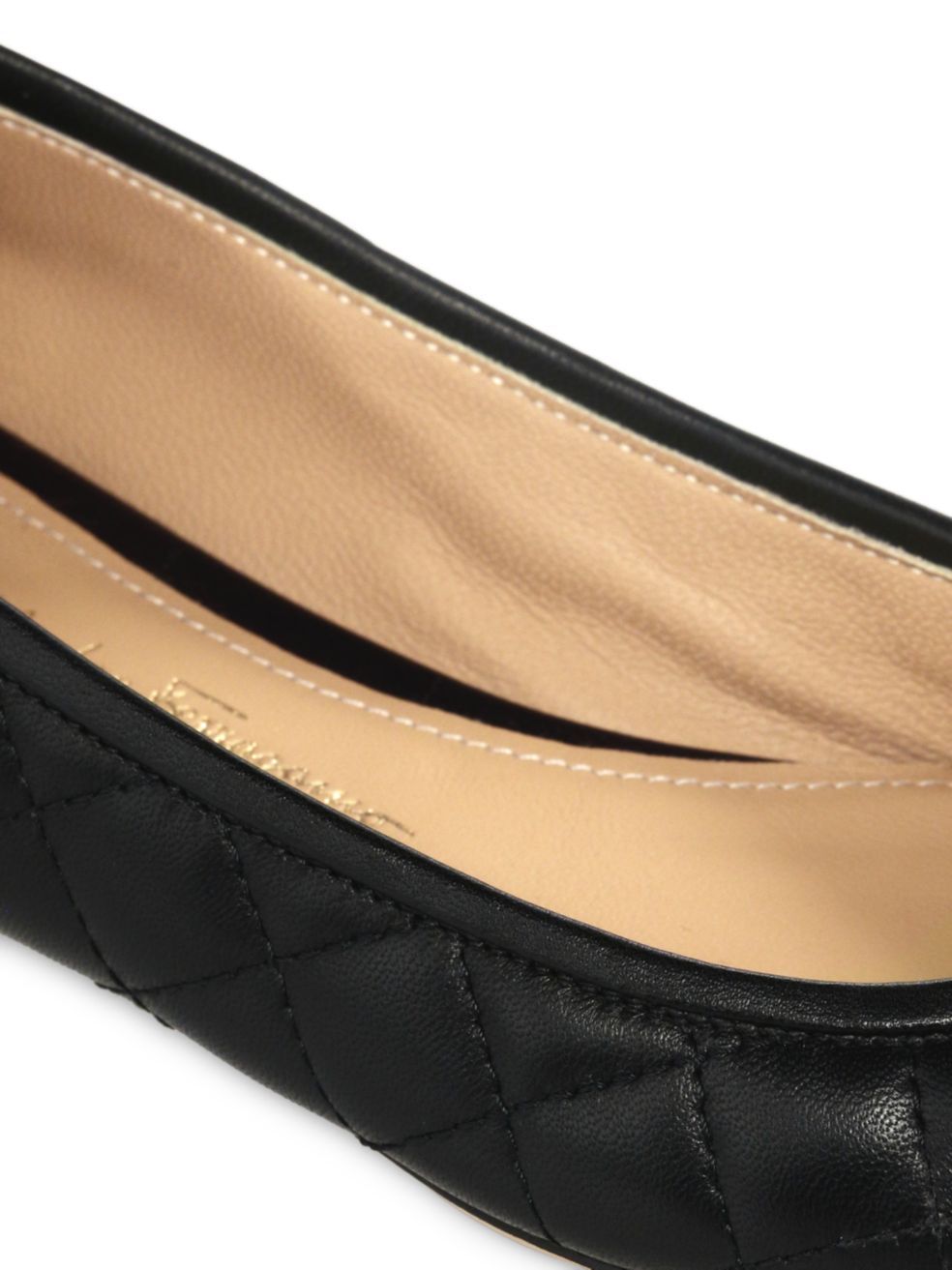 Shop Ferragamo Varina Quilted Ballet Flats In Black