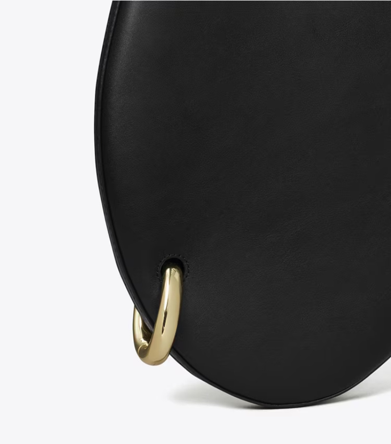 Tory Burch Small Pierced-detail Leather Shoulder Bag In Black