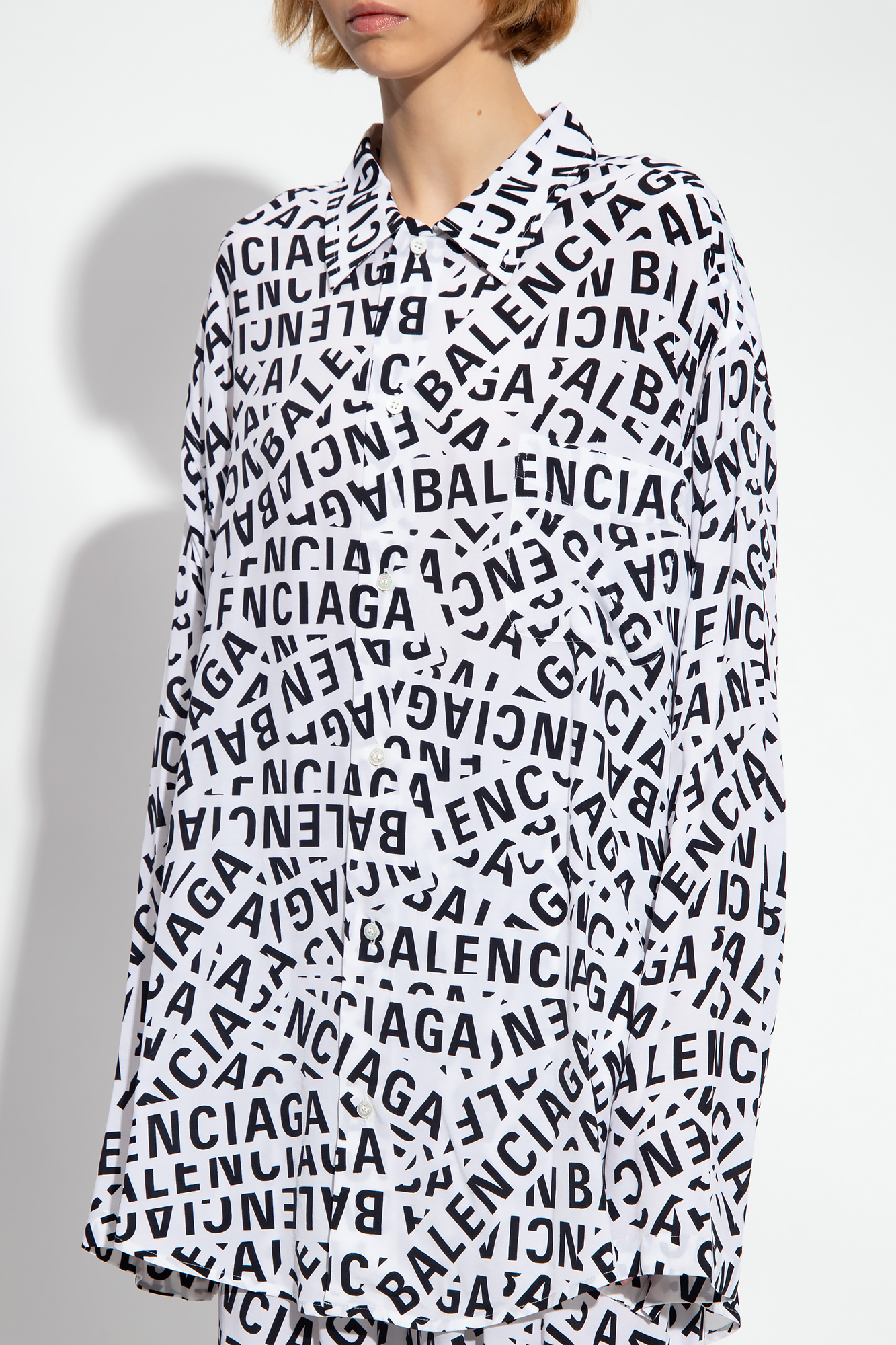 BALENCIAGA OVERSIZED LOGO-PRINT COTTON SHIRT