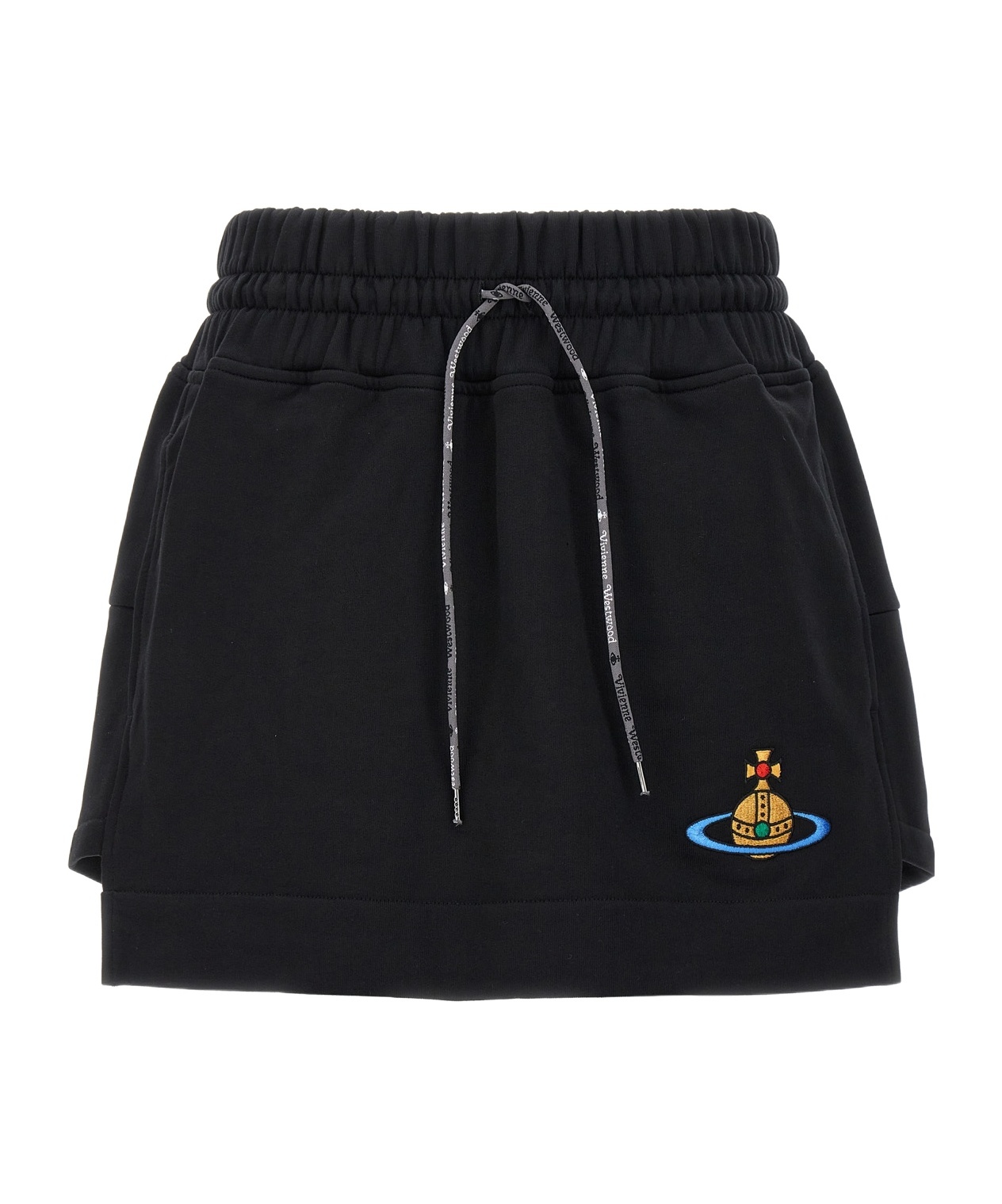 Vivienne Westwood Boxer Cotton Jersey Mini Skirt W/logo In Black