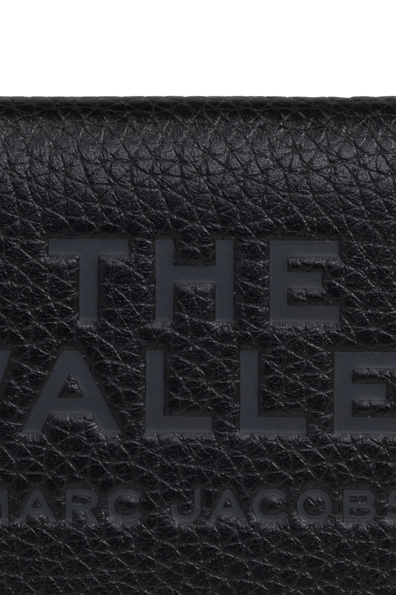 Marc Jacobs The Wallet Trifold Black Wallet With Engraved Logo On The Front In Hammered Leather Woman In Black