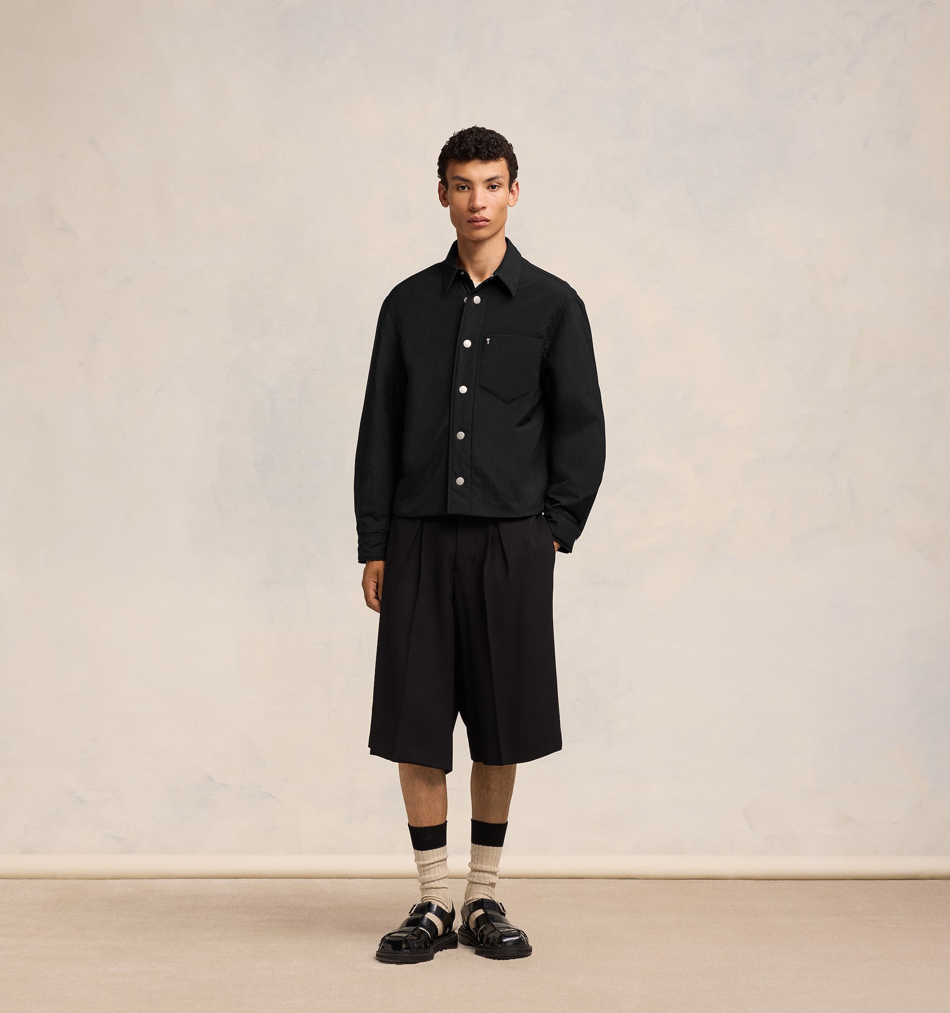 Ami Alexandre Mattiussi Padded Ami De Coeur Overshirt Black For Men In Black